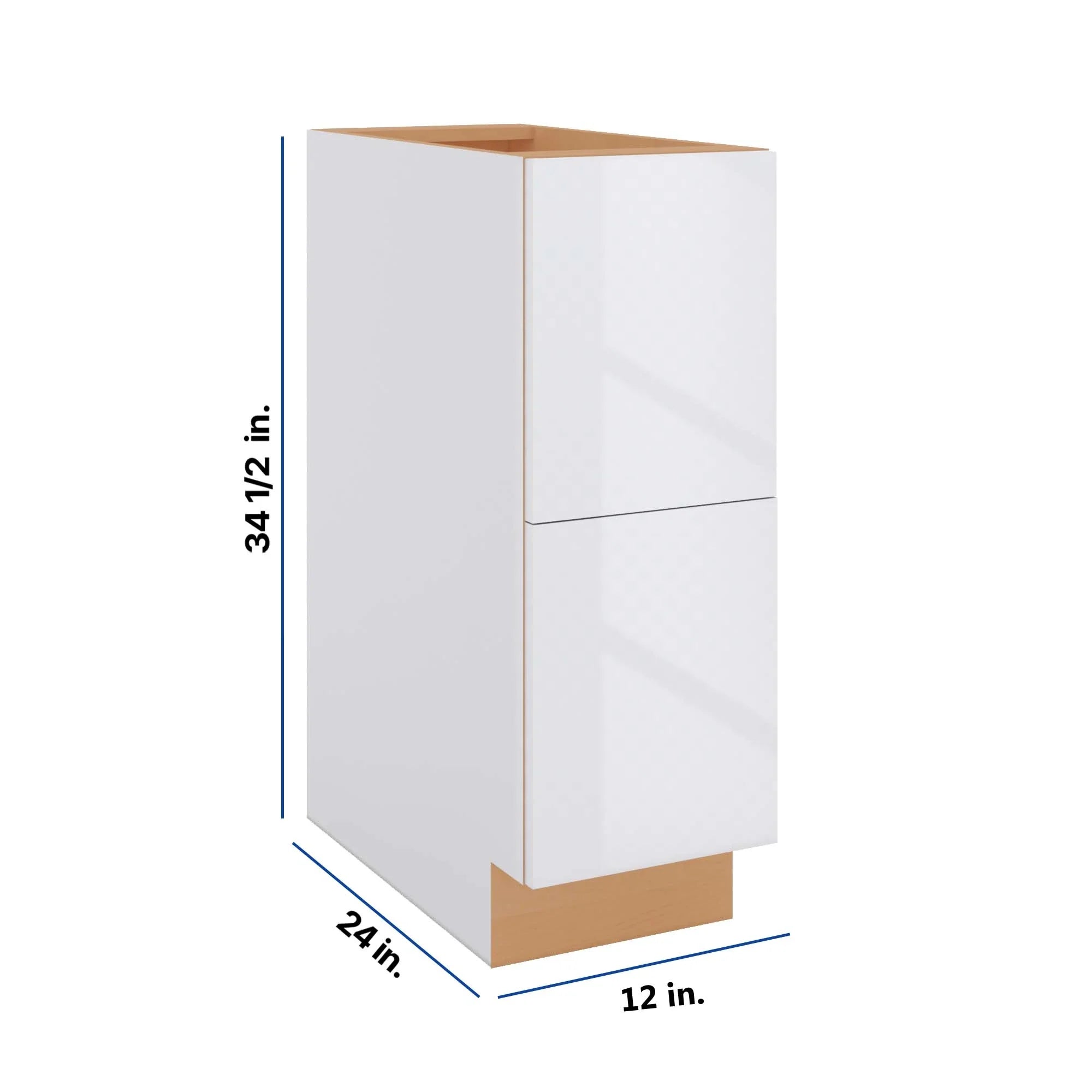 Modernform Cabinet Gloss White 12" W X 34 1/2" H X 24" D 2 Drawer Base Cabinet