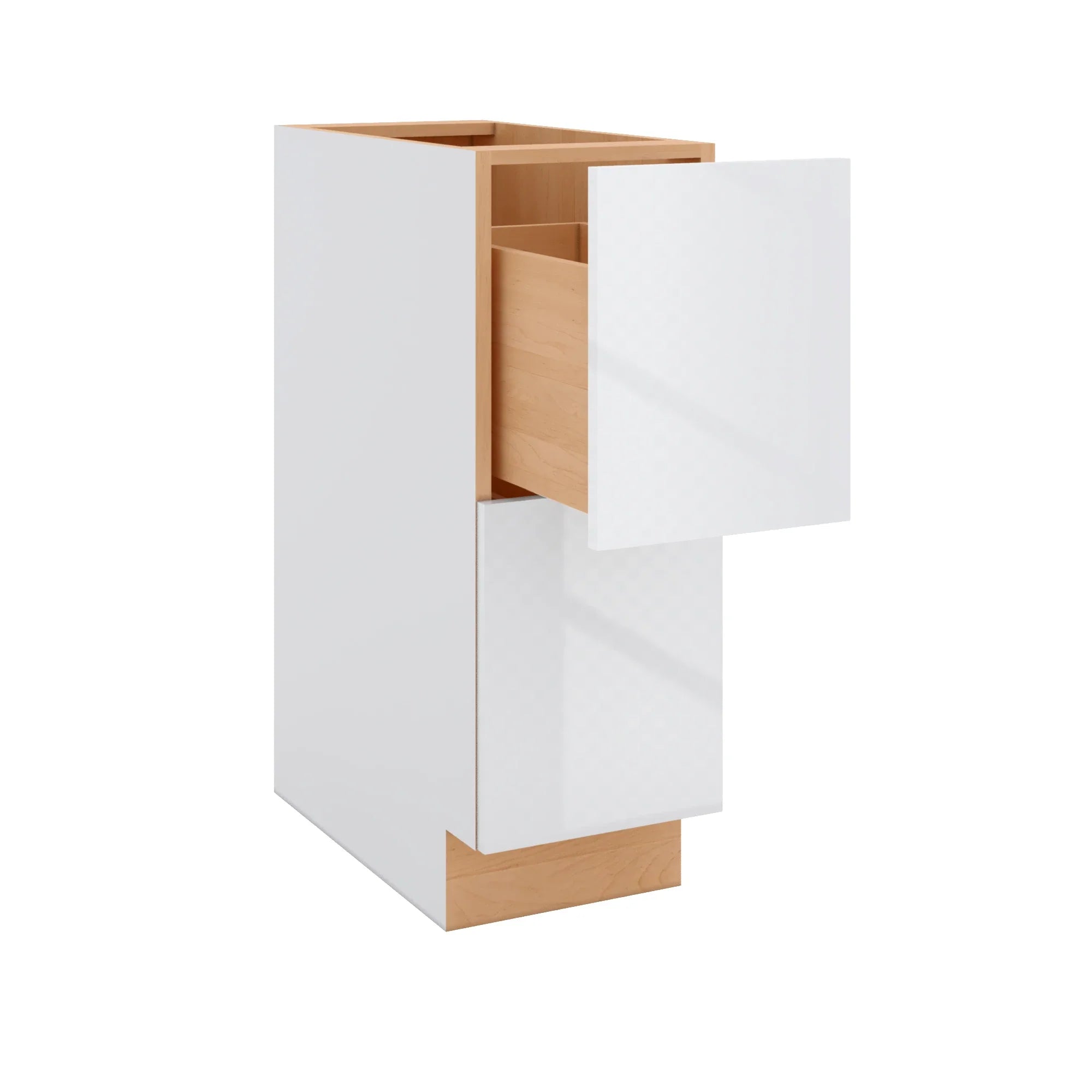 Modernform Cabinet Gloss White 12" W X 34 1/2" H X 24" D 2 Drawer Base Cabinet