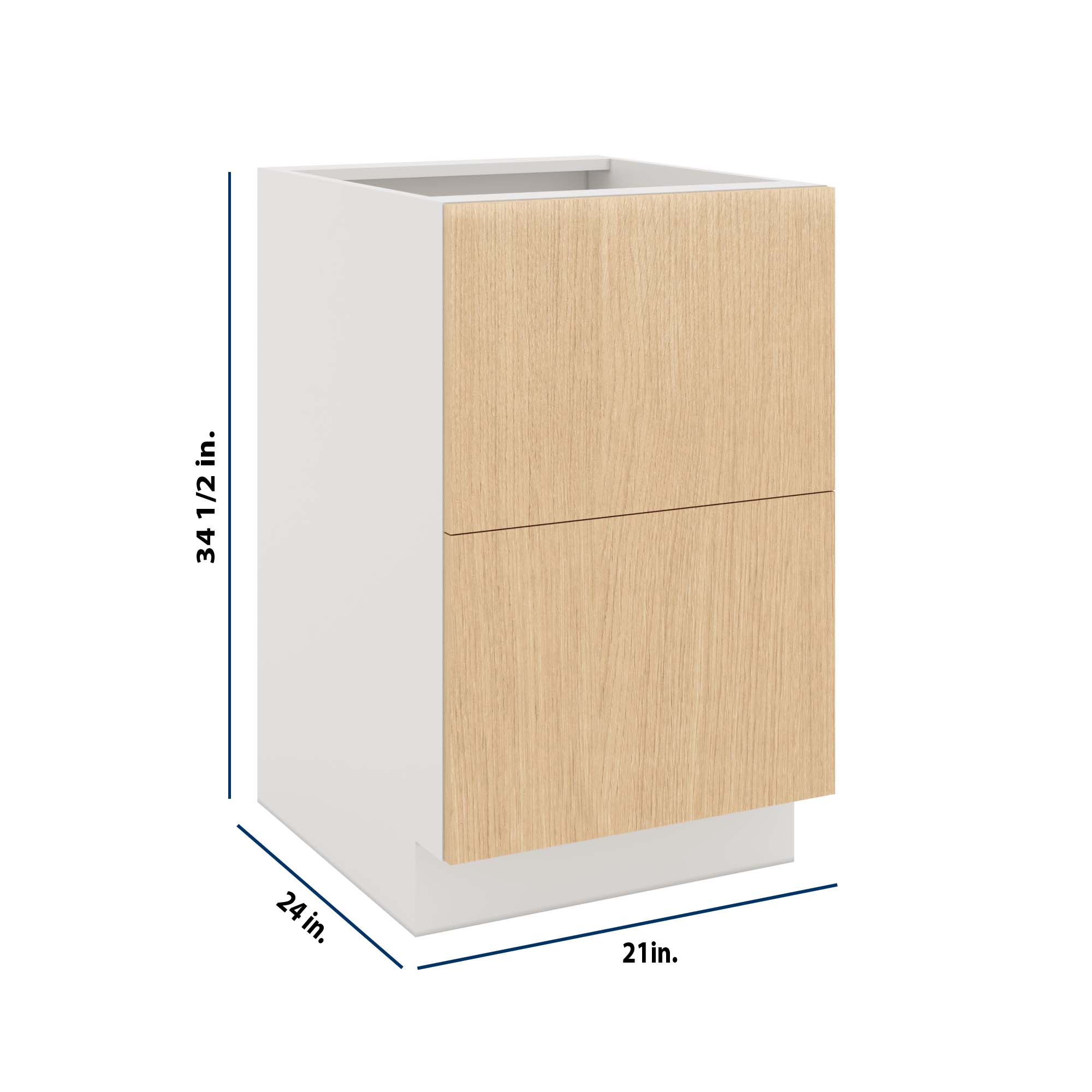 Modernform Cabinet Natural Oak 21" W X 34 1/2" H X 24" D 2 Drawer Base Cabinet