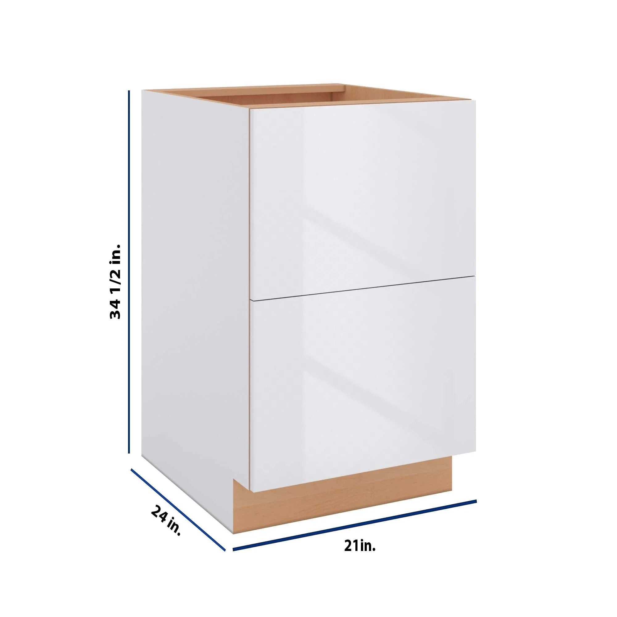 Modernform Cabinet Gloss White 21" W X 34 1/2" H X 24" D 2 Drawer Base Cabinet