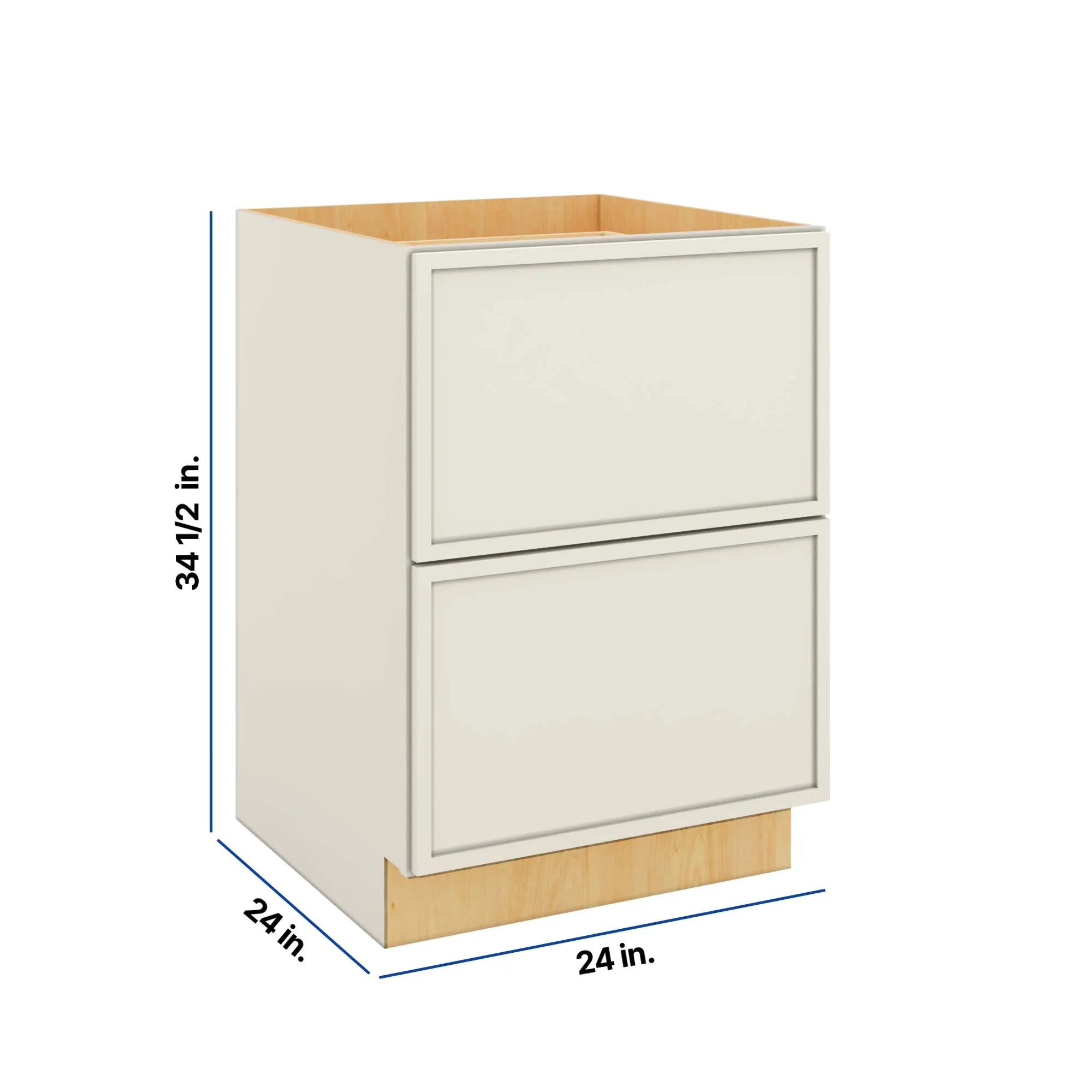 Modernform Cabinet Slim Dove White 24" W X 34 1/2" H X 24" D 2 Drawer Base Cabinet