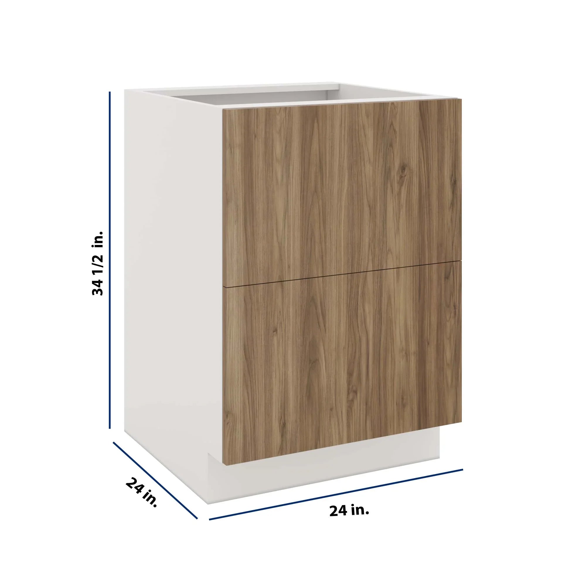 Modernform Cabinet Walnut 24" W X 34 1/2" H X 24" D 2 Drawer Base Cabinet