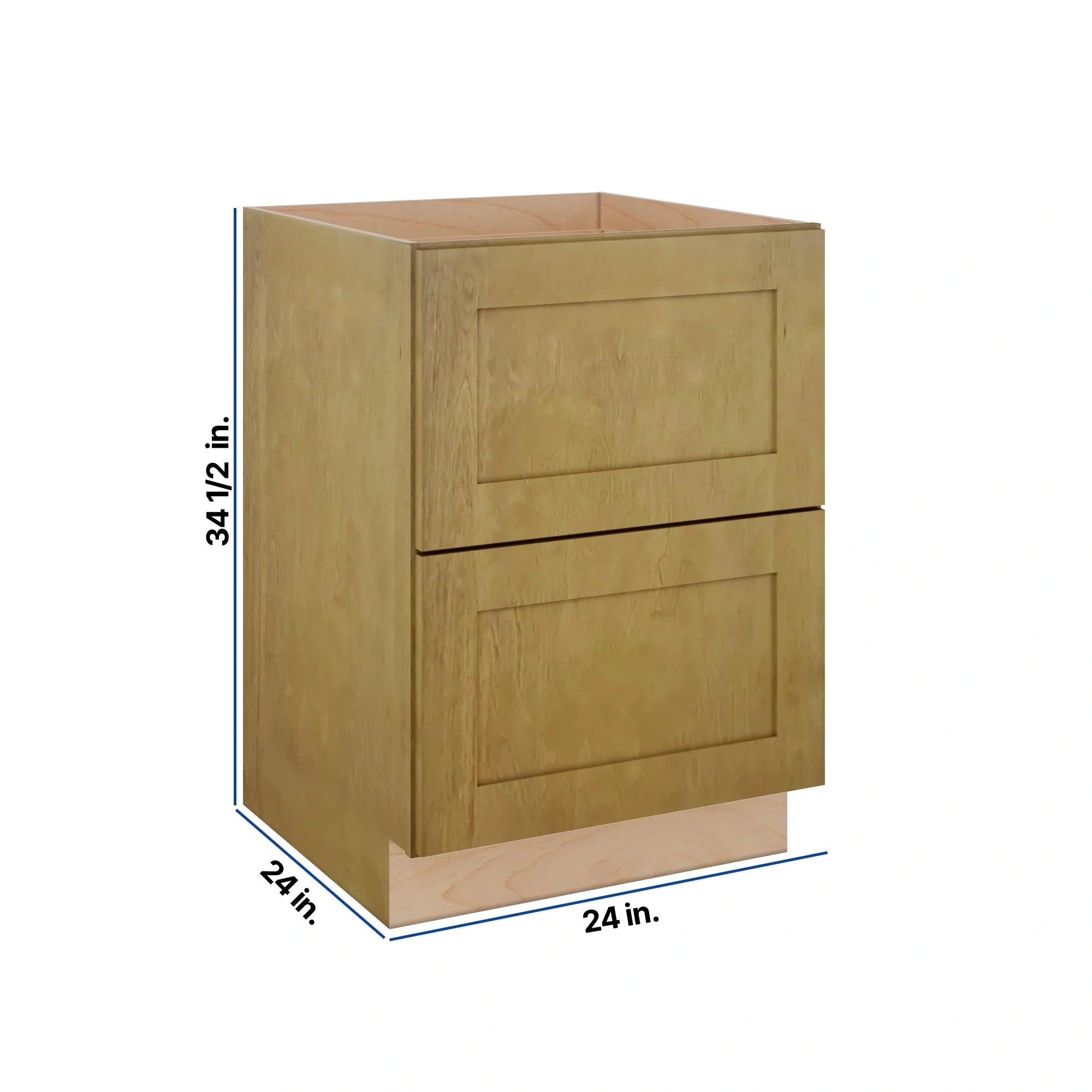 Modernform Cabinet Natural Shaker 24" W X 34 1/2" H X 24" D 2 Drawer Base Cabinet