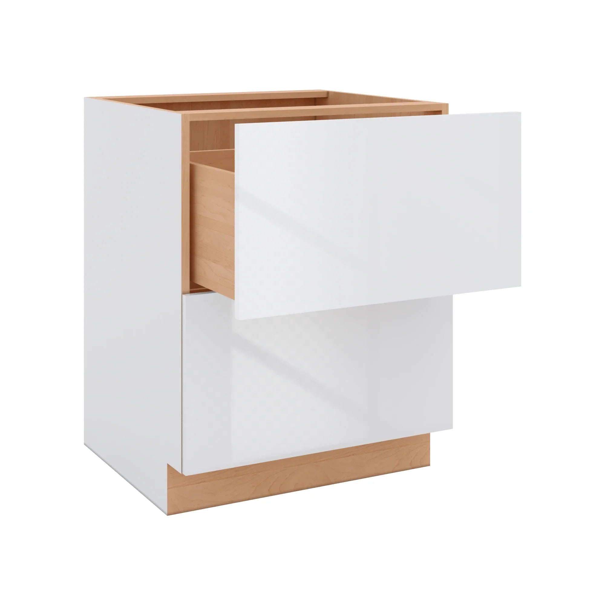 Modernform Cabinet Gloss White 27" W X 34 1/2" H X 24" D 2 Drawer Base Cabinet