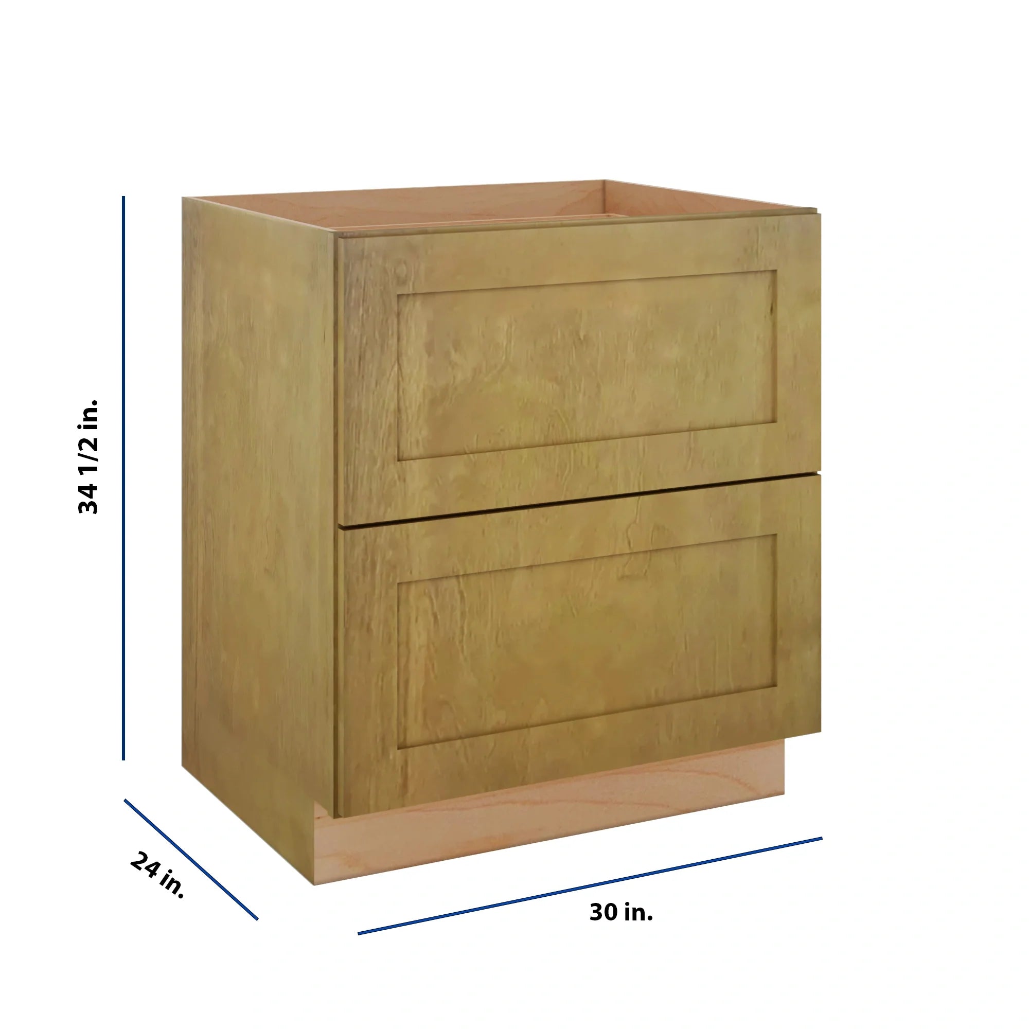 Modernform Cabinet Natural Shaker 30" W X 34 1/2" H X 24" D 2 Drawer Base Cabinet