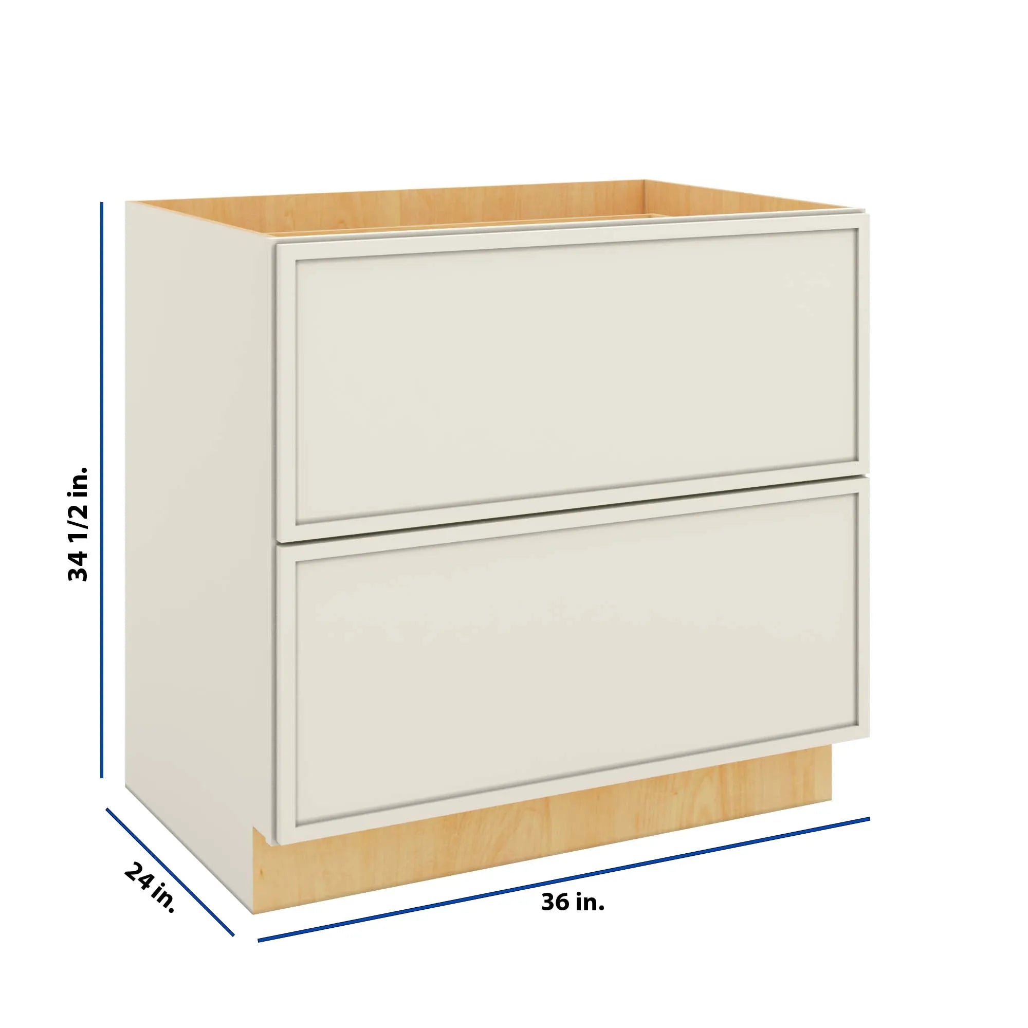 Modernform Cabinet Slim Dove White 36" W X 34 1/2" H X 24" D 2 Drawer Base Cabinet