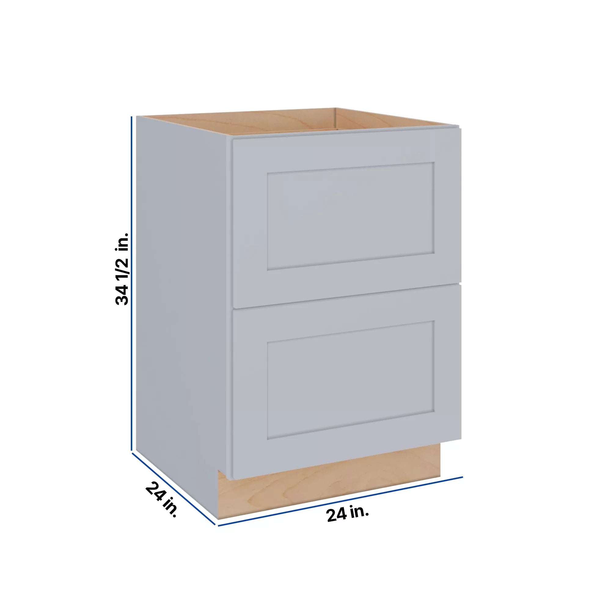 Modernform Cabinet Grey Shaker 24" W X 34 1/2" H X 24" D 2 Drawer Base Cabinet