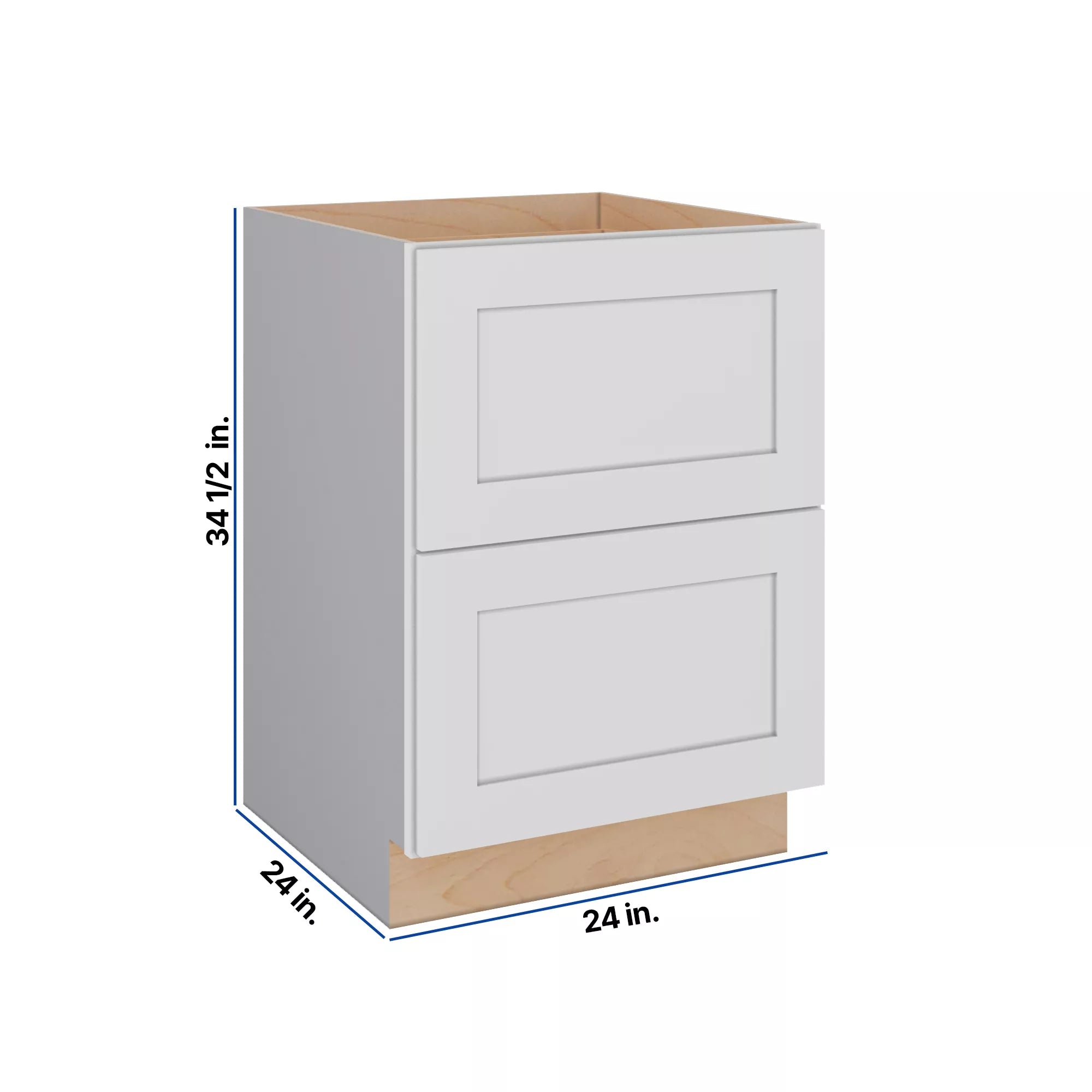 Modernform Cabinet White Shaker 24" W X 34 1/2" H X 24" D 2 Drawer Base Cabinet
