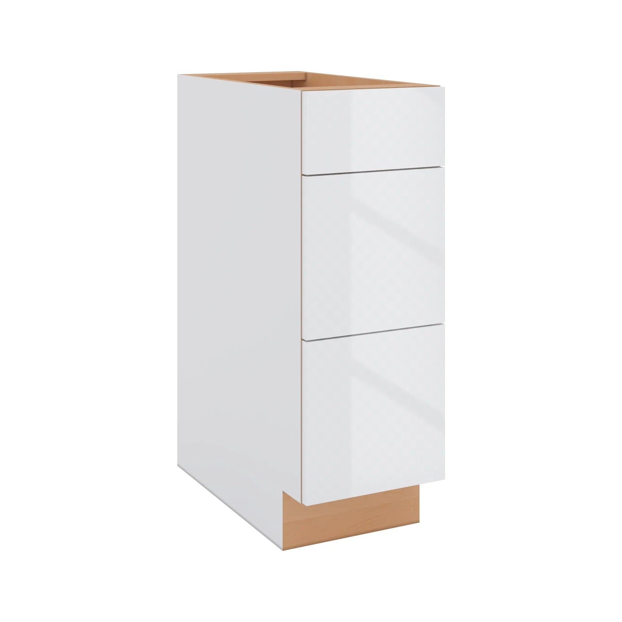 Modernform Cabinet Gloss White 12" W X 34 1/2" H X 24" D 3 Drawer Base Cabinet