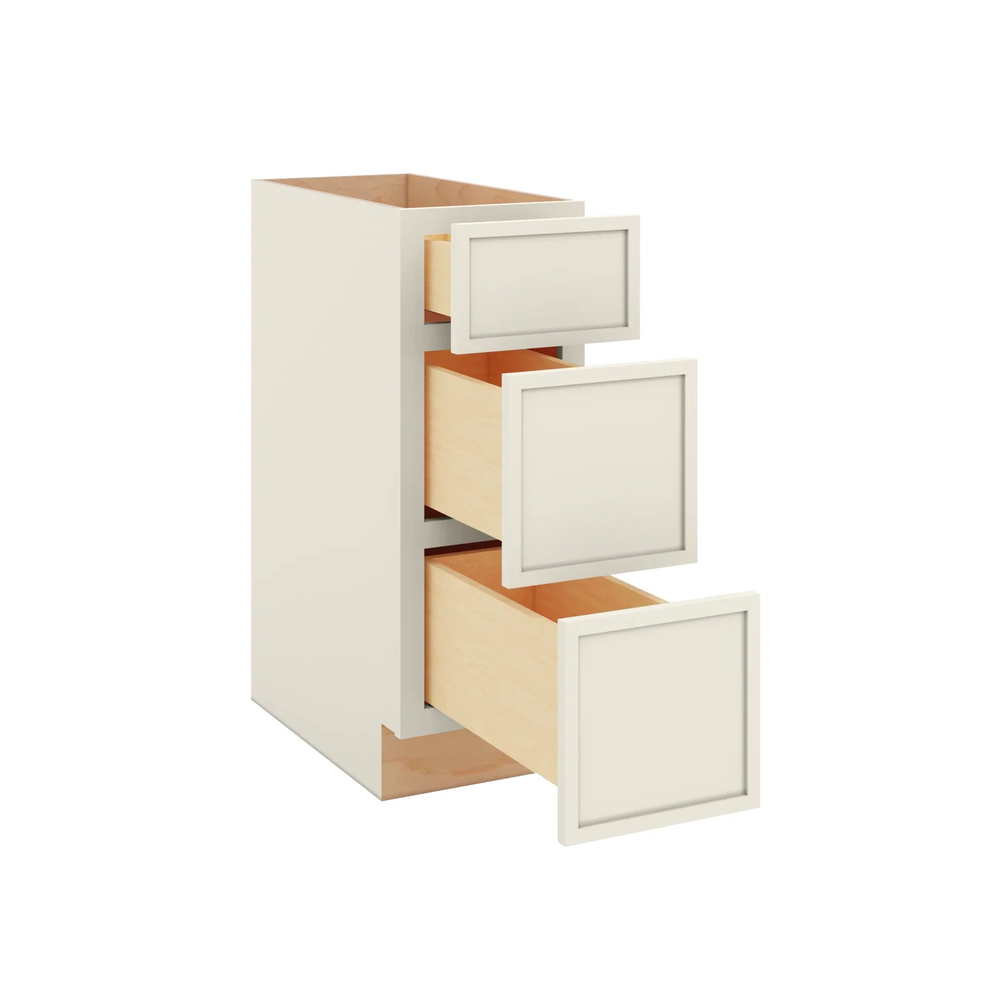 Modernform Cabinet Slim Dove White 12" W X 34 1/2" H X 24" D 3 Drawer Base Cabinet