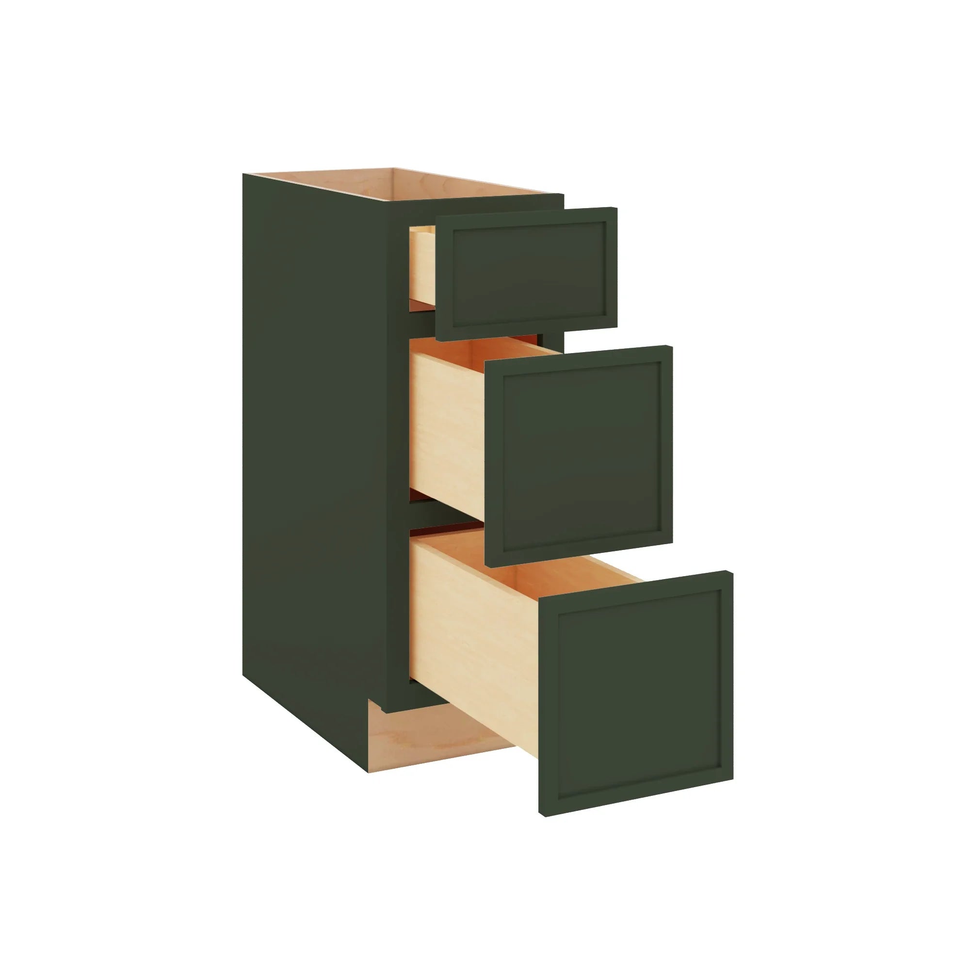 Modernform Cabinet Slim Sage Green 12" W X 34 1/2" H X 24" D 3 Drawer Base Cabinet