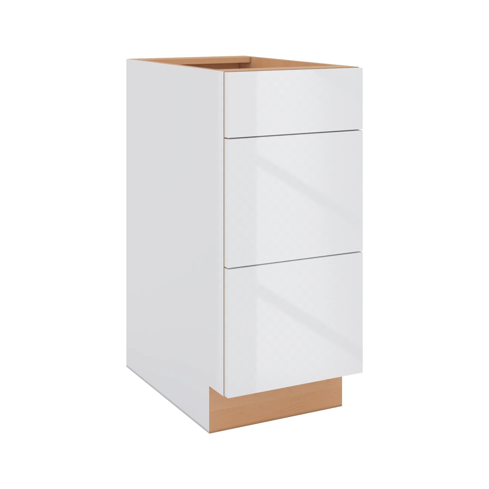 Modernform Cabinet Gloss White 15" W X 34 1/2" H X 24" D 3 Drawer Base Cabinet