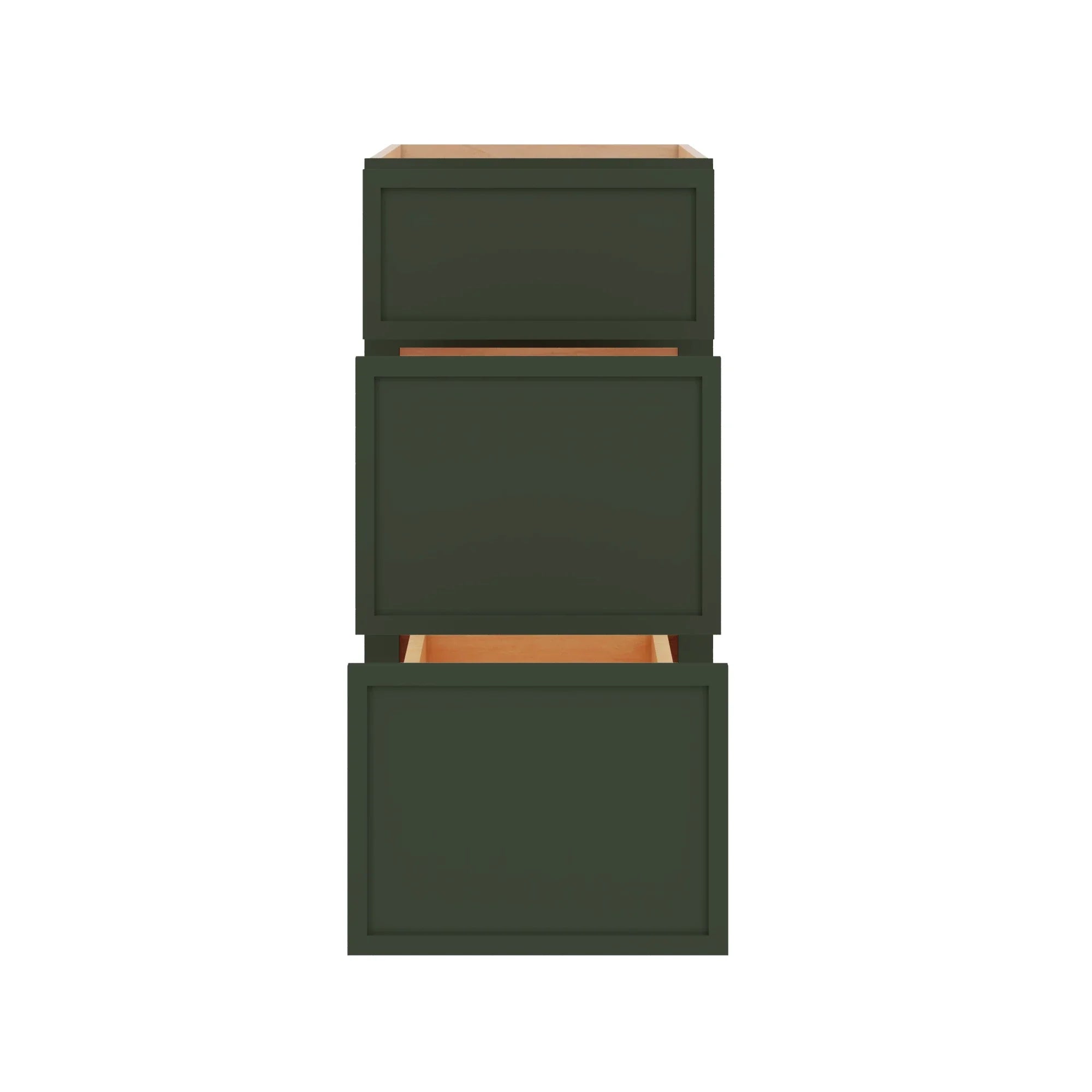 Modernform Cabinet Slim Sage Green 15" W X 34 1/2" H X 24" D 3 Drawer Base Cabinet