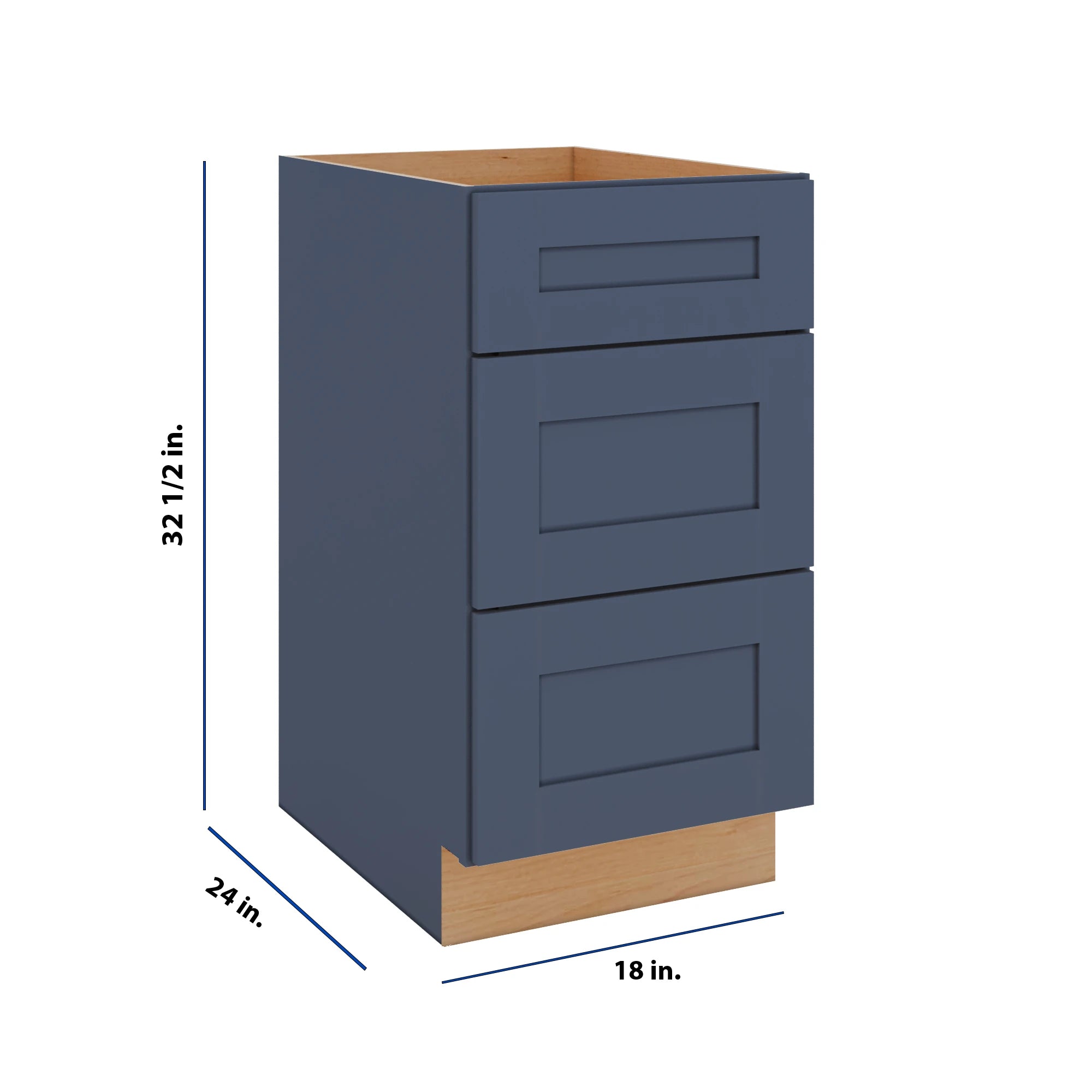 Modernform Cabinet Signature Blue 18" W X 34 1/2" H X 24" D 3 Drawer Base Cabinet
