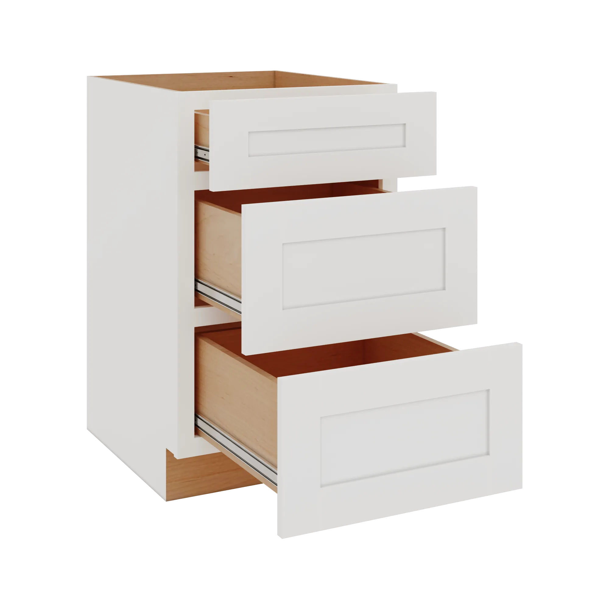 Modernform Cabinet White Shaker 21" W X 34 1/2" H X 24" D 3 Drawer Base Cabinet