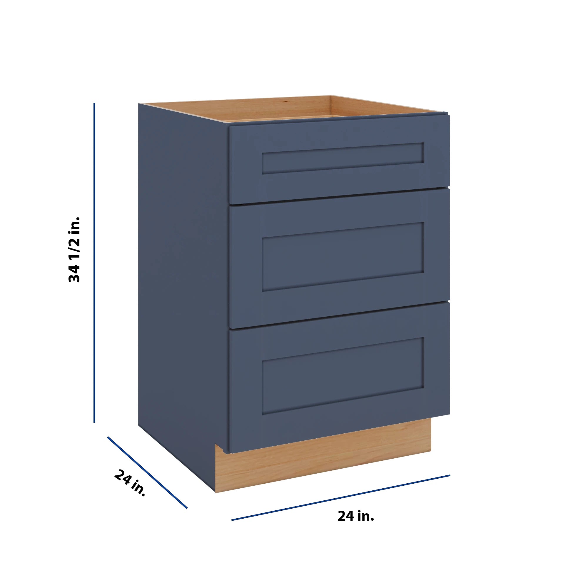 Modernform Cabinet Signature Blue 24" W X 34 1/2" H X 24" D 3 Drawer Base Cabinet