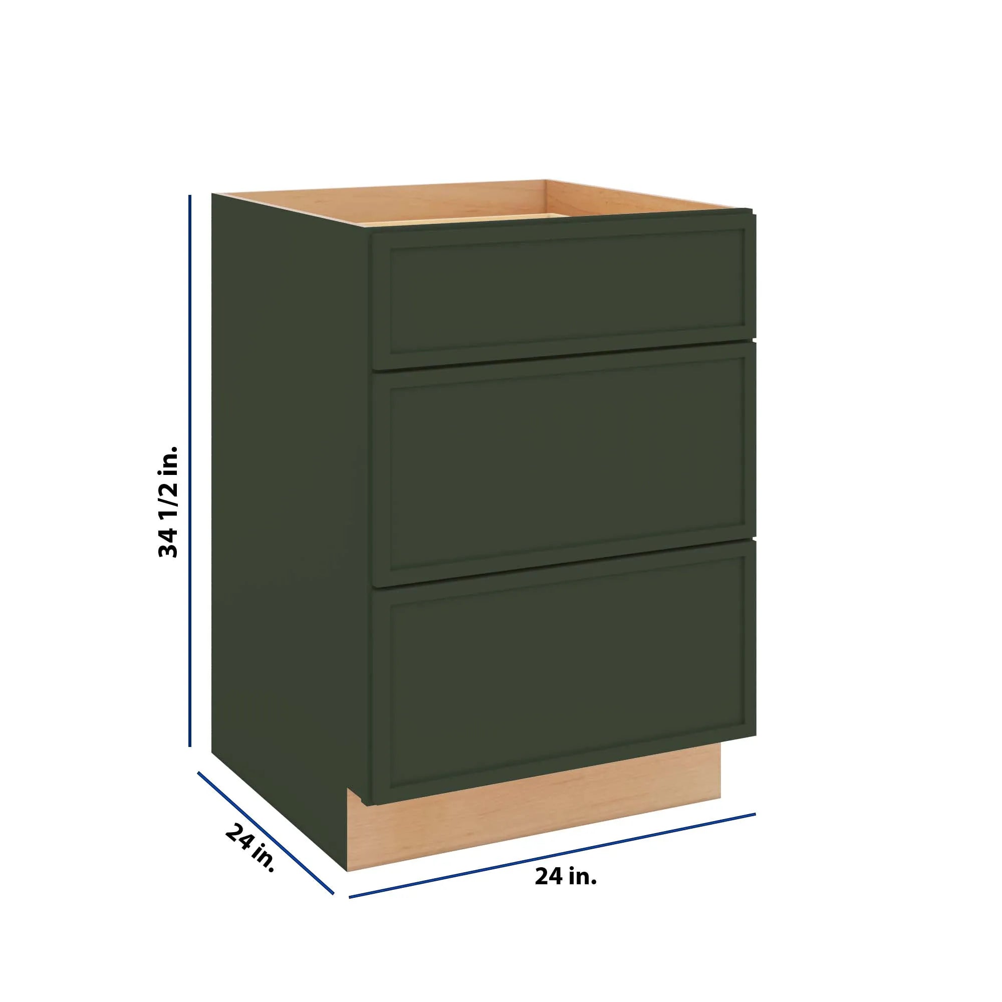 Modernform Cabinet Slim Sage Green 24" W X 34 1/2" H X 24" D 3 Drawer Base Cabinet