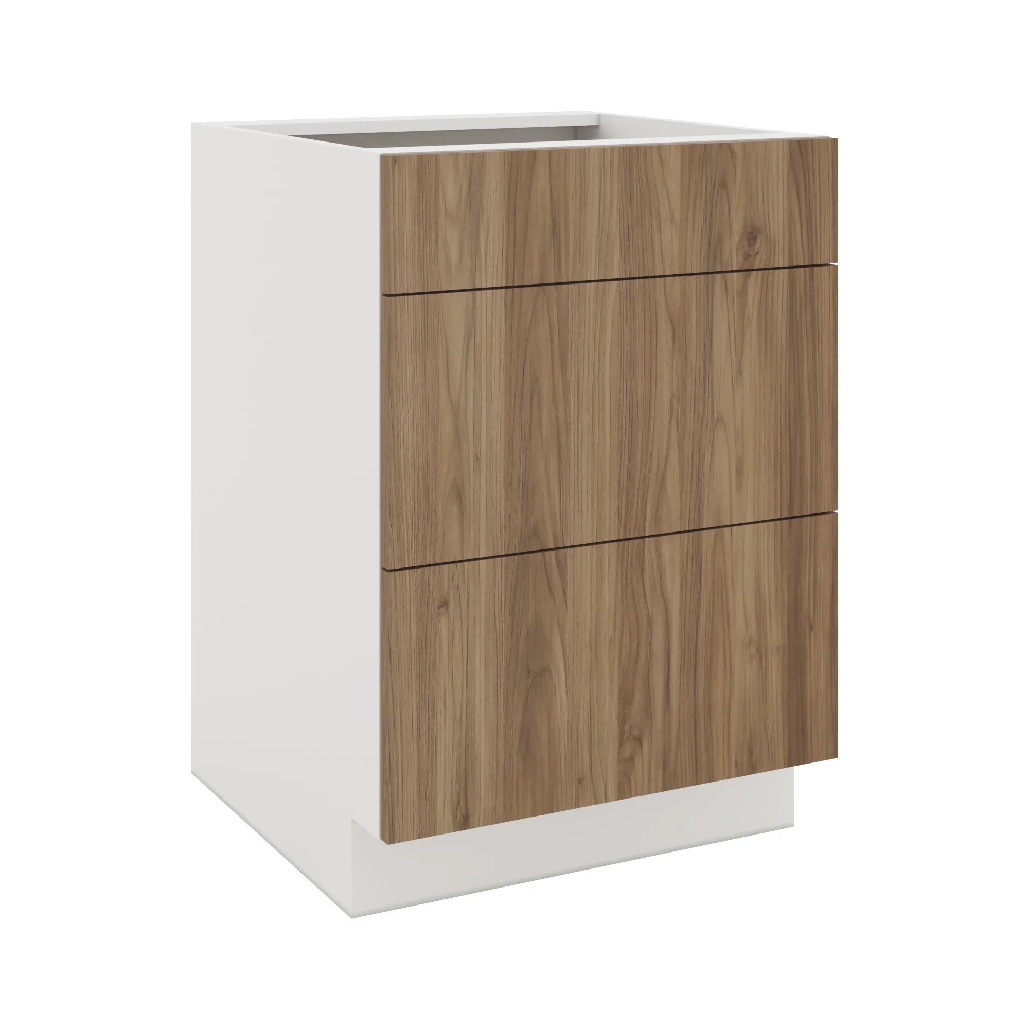 Modernform Cabinet Walnut 24" W X 34 1/2" H X 24" D 3 Drawer Base Cabinet