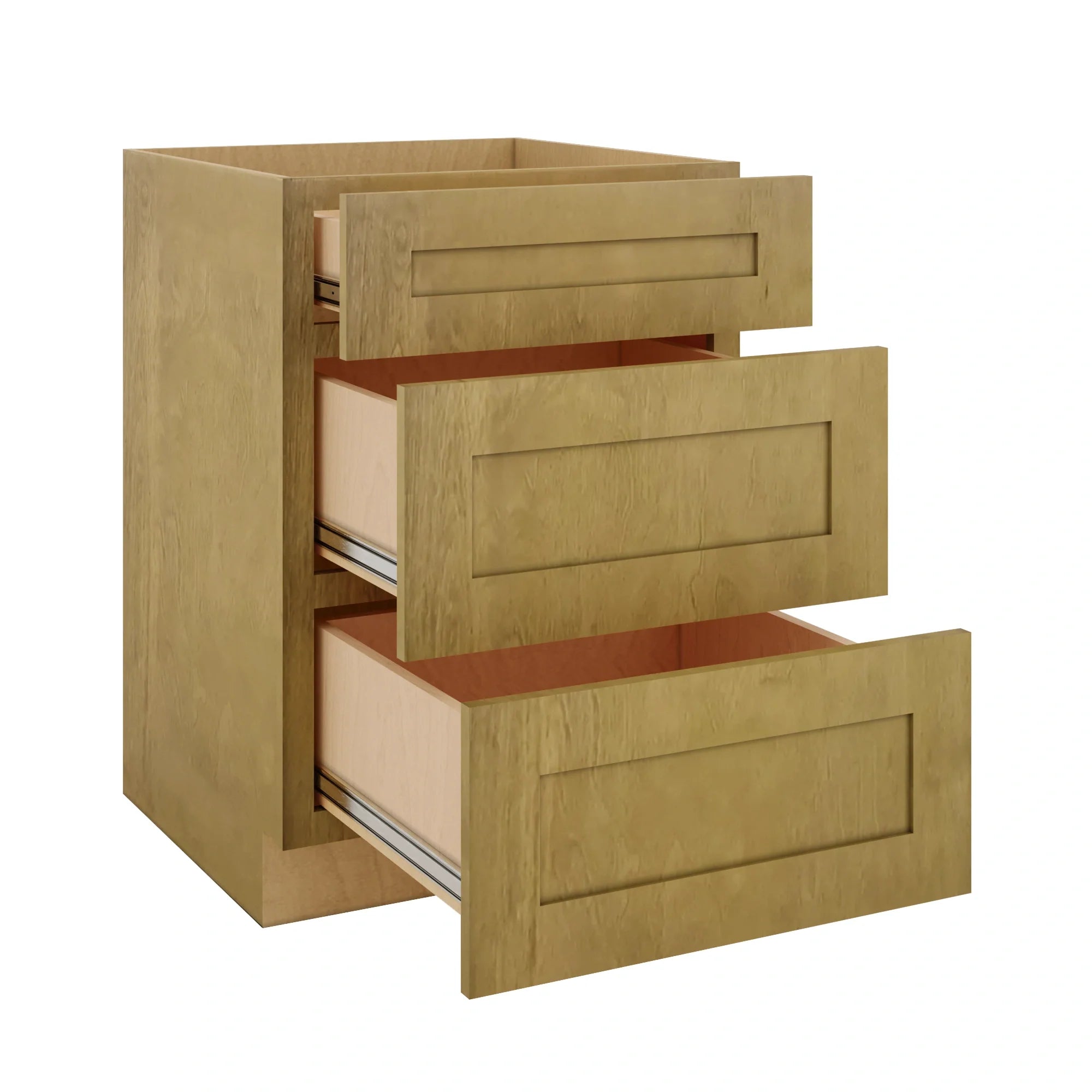 Modernform Cabinet Natural Shaker 24" W X 34 1/2" H X 24" D 3 Drawer Base Cabinet