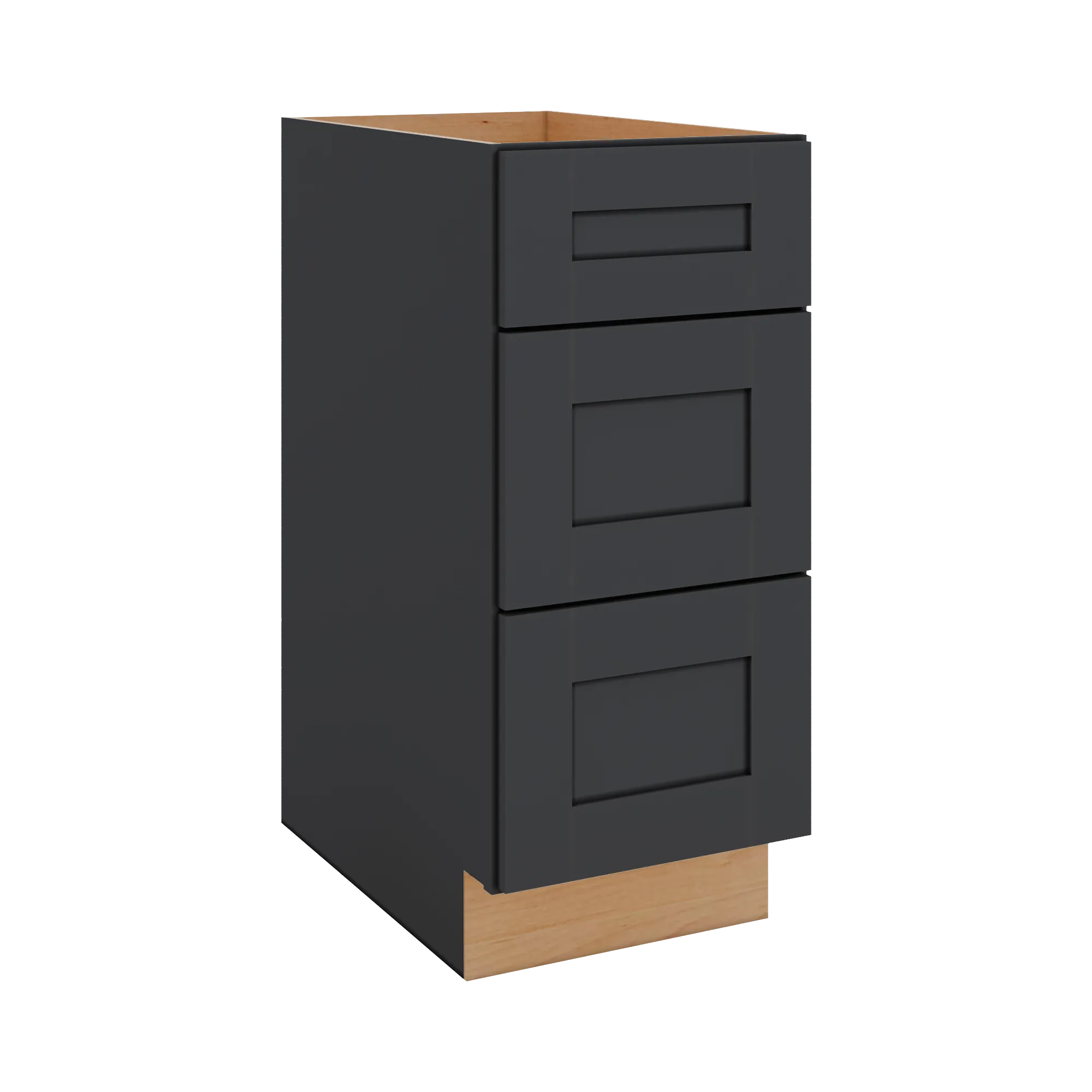 Modernform Cabinet Onyx Black Shaker 30" W X 34 1/2" H X 24" D 3 Drawer Base Cabinet