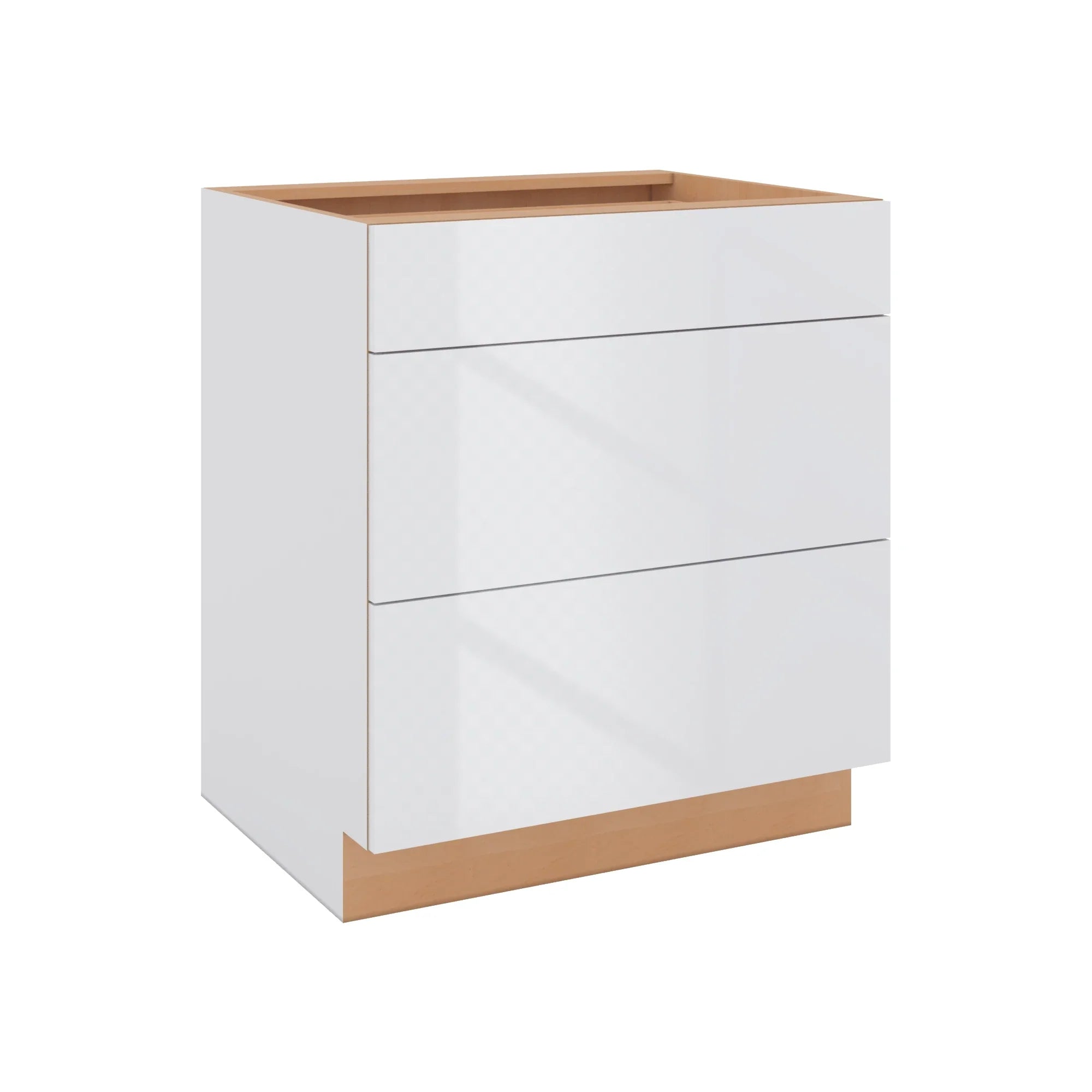 Modernform Cabinet Gloss White 30" W X 34 1/2" H X 24" D 3 Drawer Base Cabinet