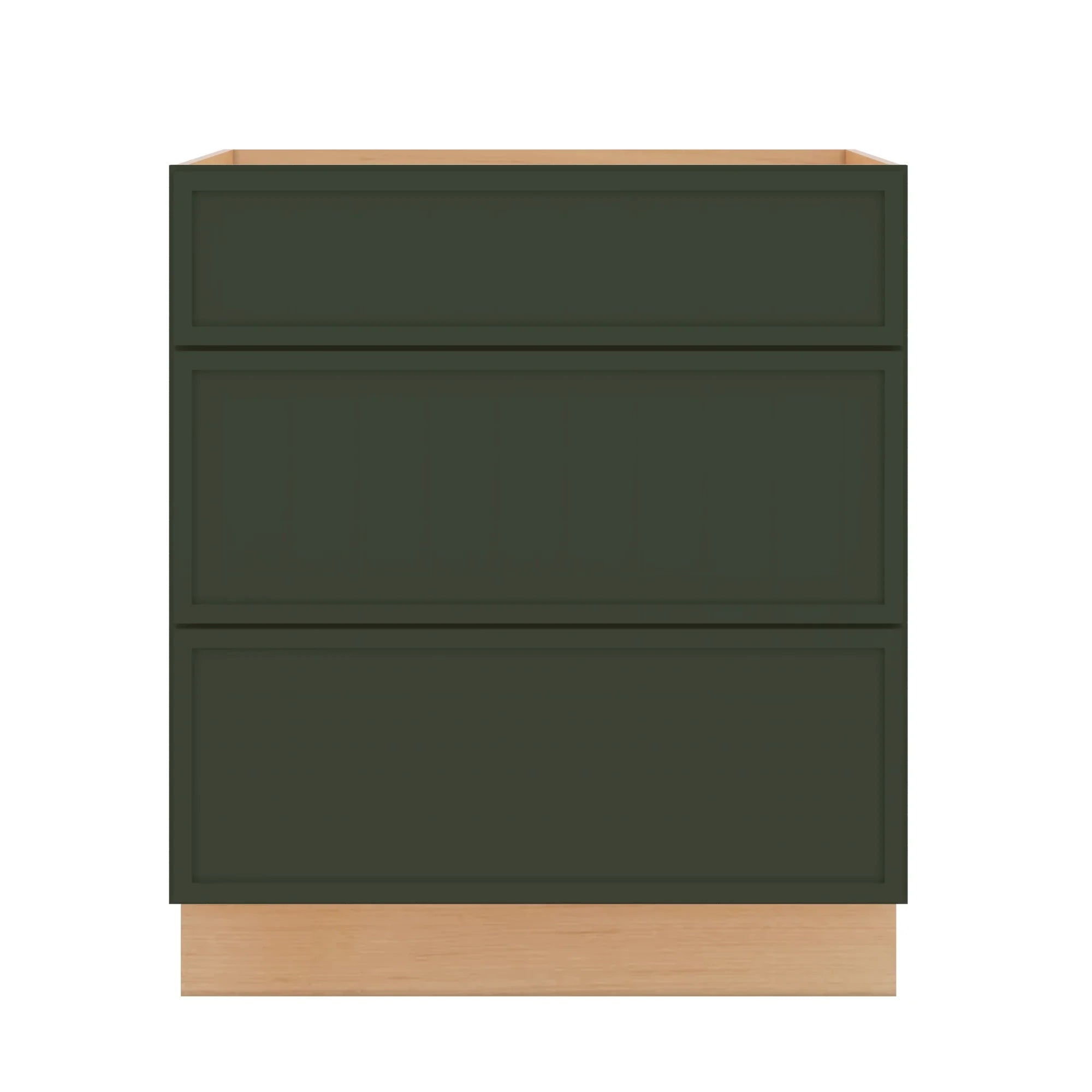 Modernform Cabinet Slim Sage Green 30" W X 34 1/2" H X 24" D 3 Drawer Base Cabinet
