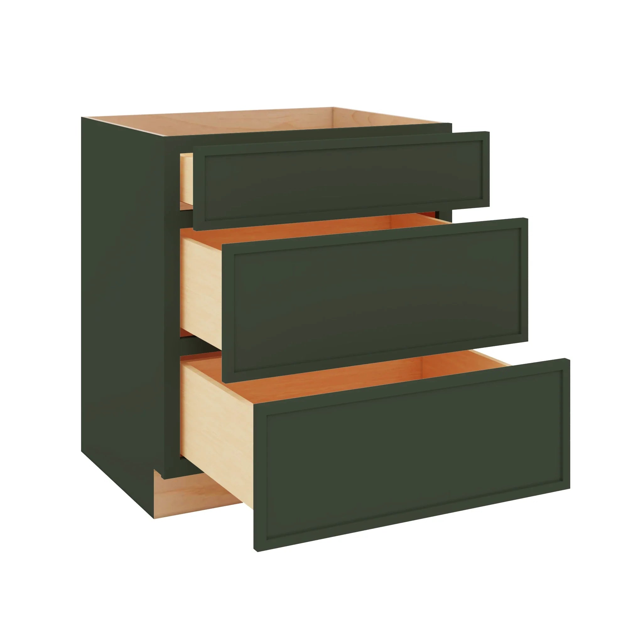 Modernform Cabinet Slim Sage Green 30" W X 34 1/2" H X 24" D 3 Drawer Base Cabinet