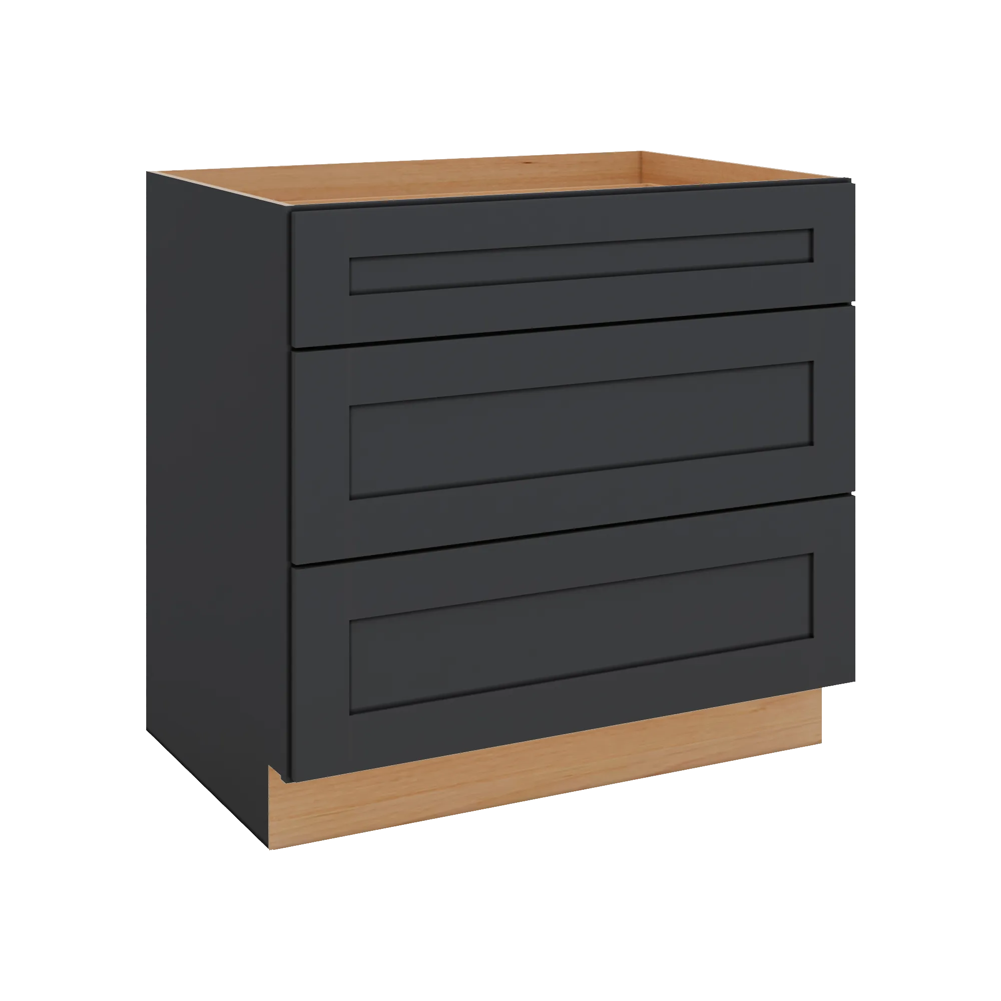 Modernform Cabinet Onyx Black Shaker 36" W X 34 1/2" H X 24" D 3 Drawer Base Cabinet