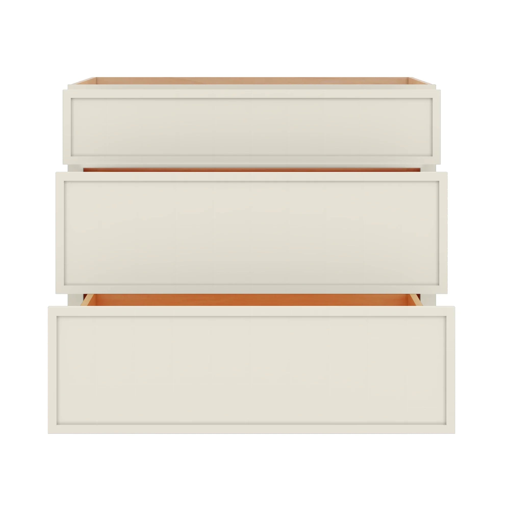 Modernform Cabinet Slim Dove White 36" W X 34 1/2" H X 24" D 3 Drawer Base Cabinet