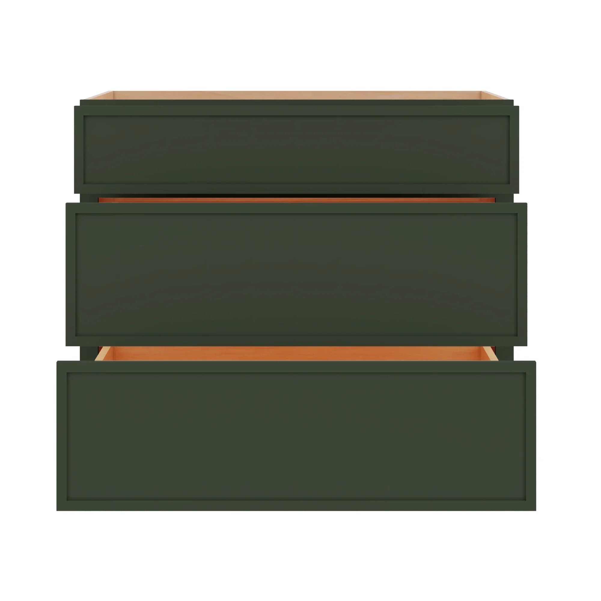 Modernform Cabinet Slim Sage Green 36" W X 34 1/2" H X 24" D 3 Drawer Base Cabinet