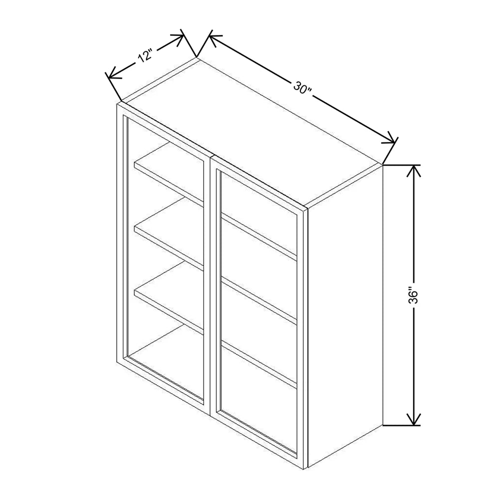 CNC Classic Milano Polar White 30" W X 36" H Aluminum Frame Glass Door - Vertical