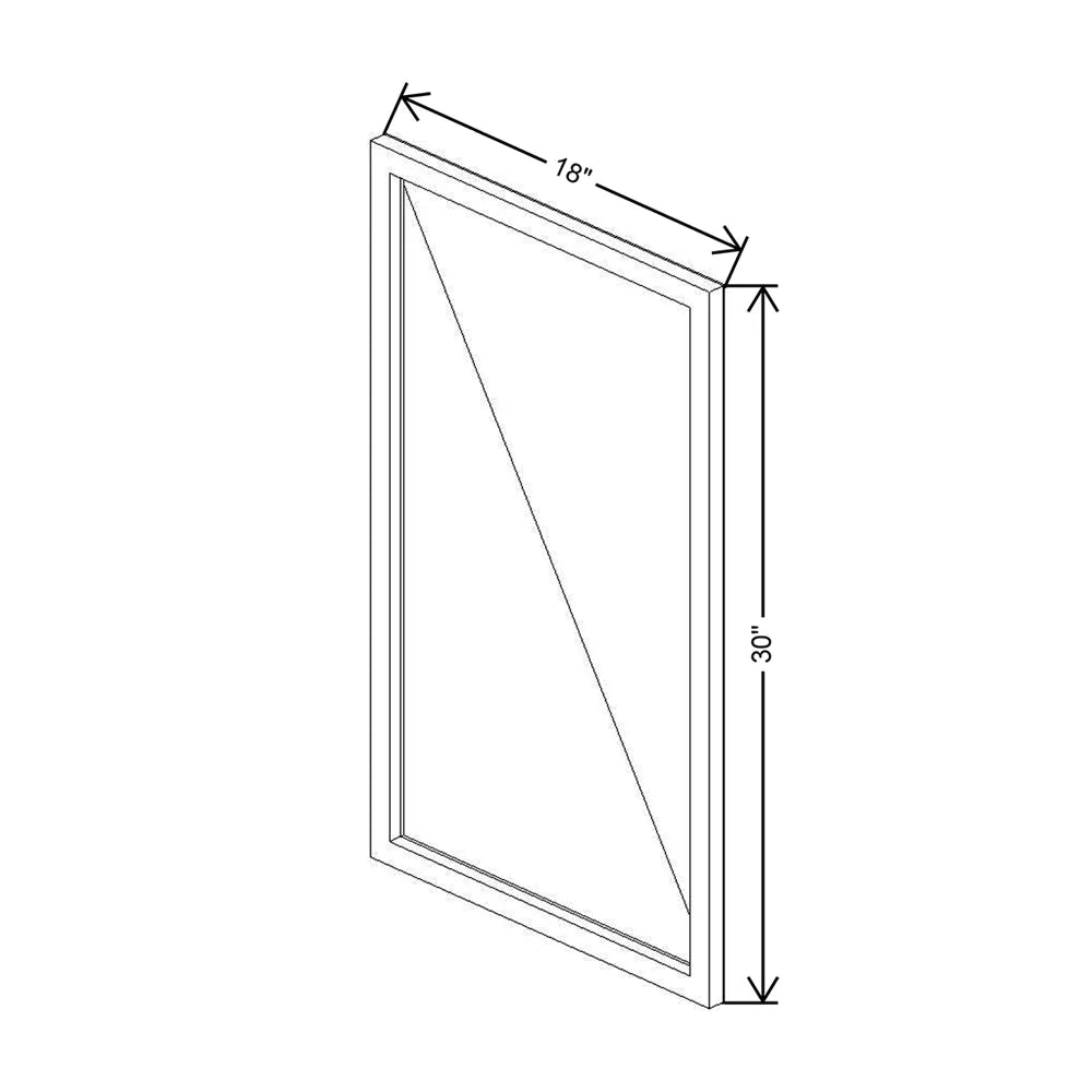 CNC Classic Milano Polar White 18" W X 30" H Aluminum Frame Glass Door Cabinet - Vertical