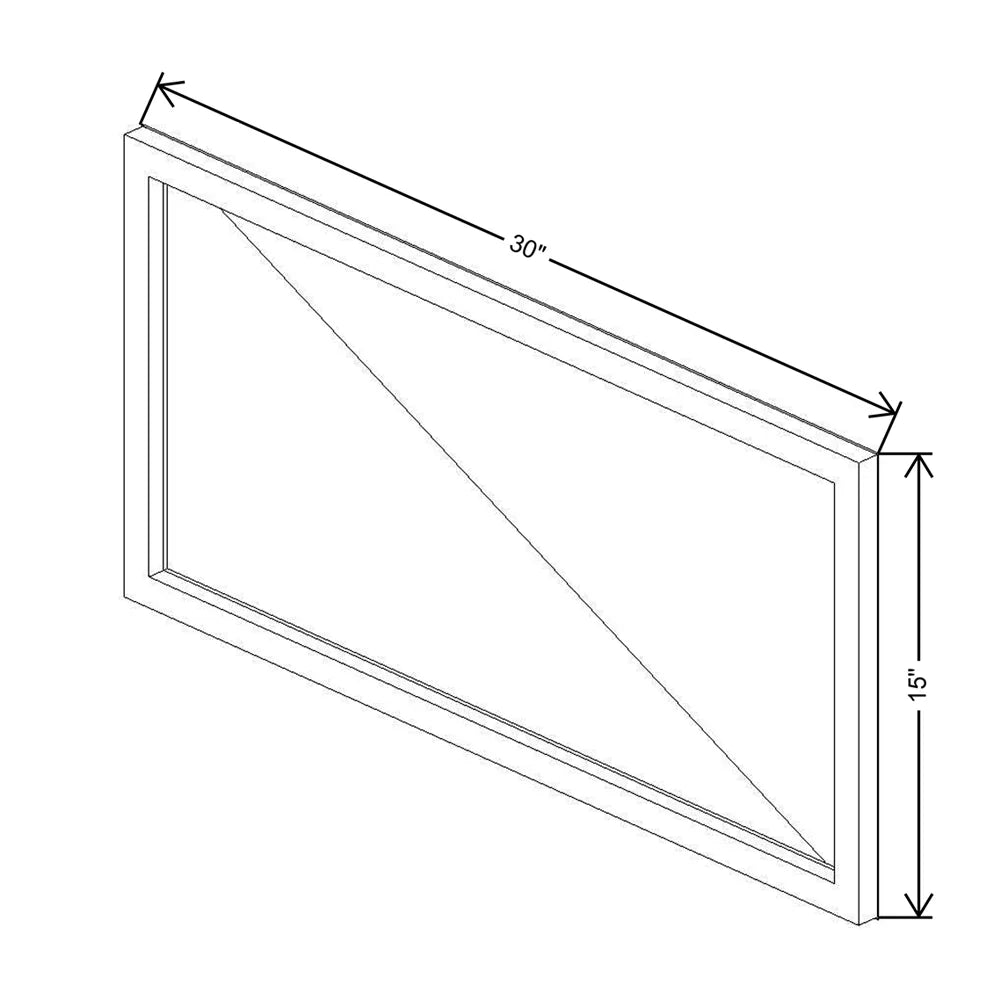 CNC Classic Milano Polar White 30" W X 15" H Aluminum Frame Glass Door - Horizontal