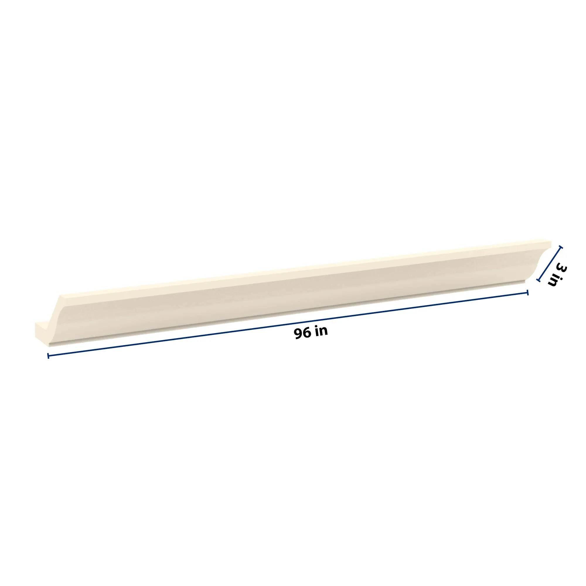 J&K Pearl Glazed H9 96" 10-4 1/4 W Crown Molding with Base