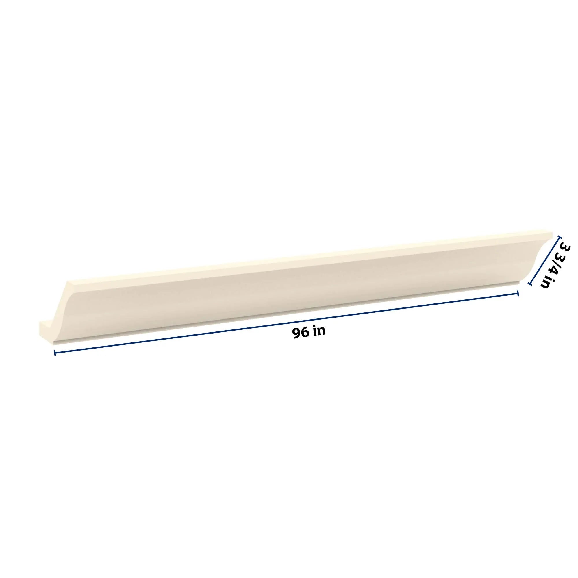 J&K Pearl Glazed H9 96" W Large Crown Molding with Base