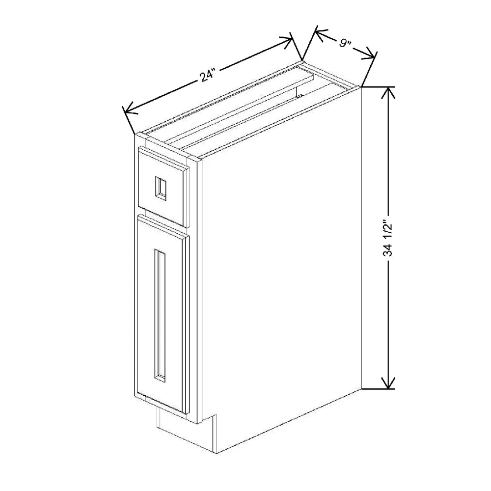 Fabuwood Quest Metro Frost 9" W X 34 1/2" H X 24" D Single Door Base Cabinet
