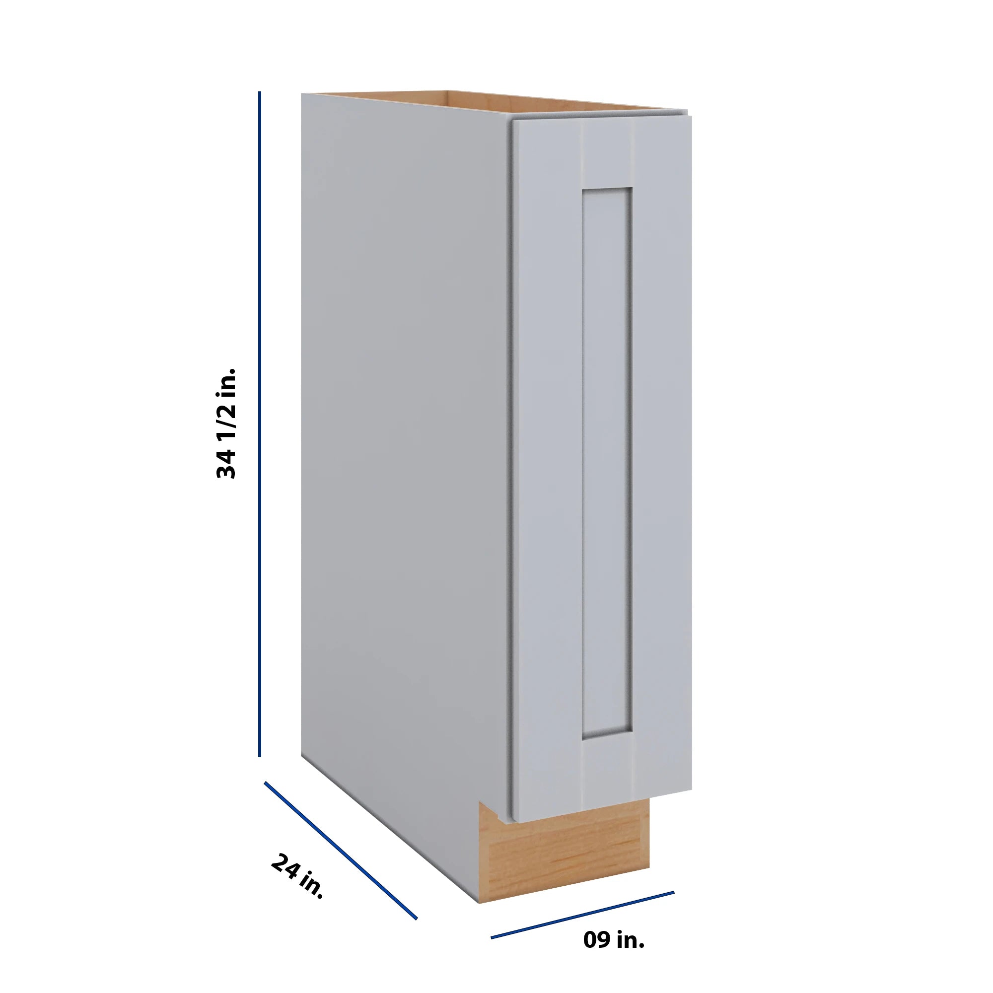 Modernform Cabinet Grey Shaker 09" W X 34 1/2" H X 24" D Full Height Single Door Base Cabinet