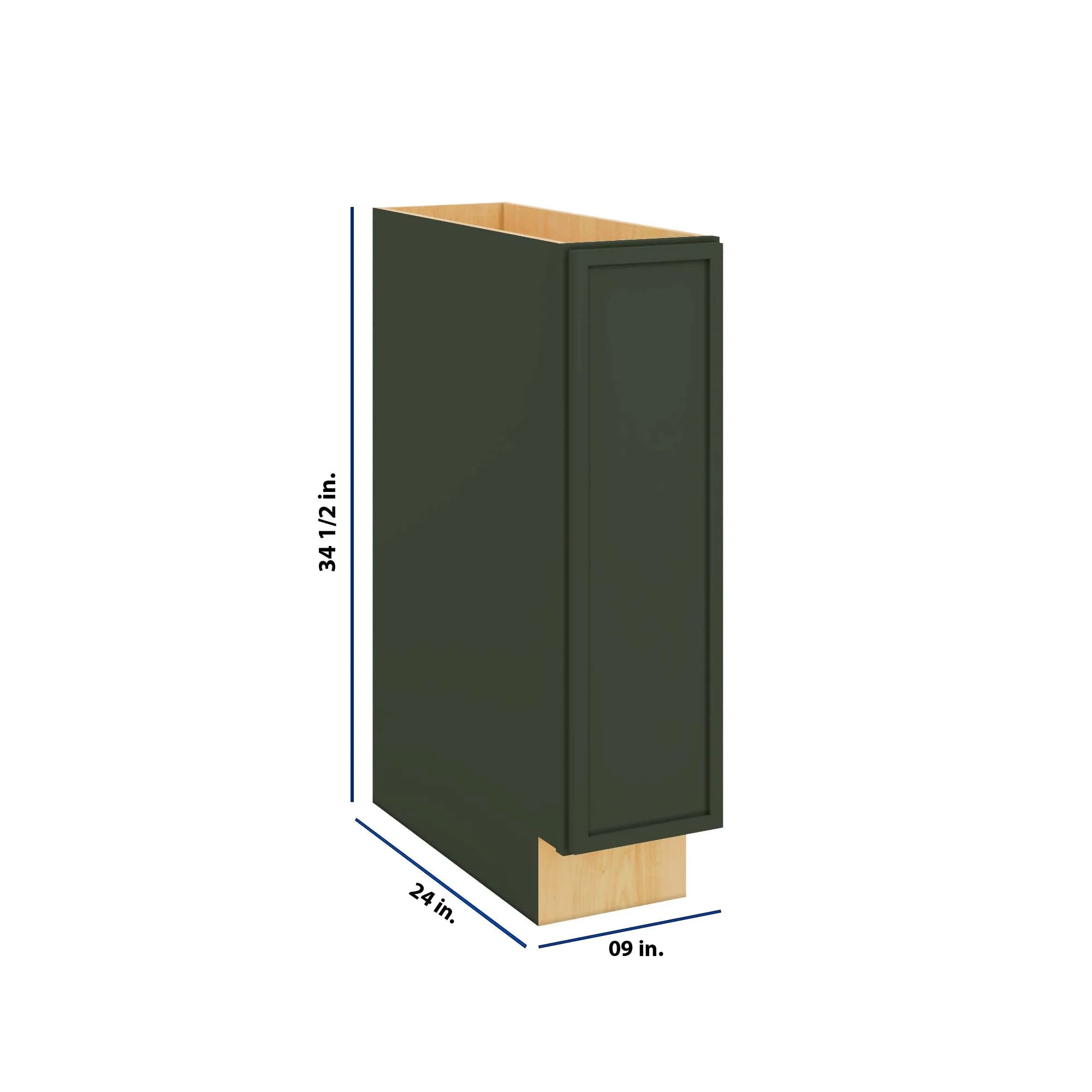 Modernform Cabinet Slim Sage Green 09" W X 34 1/2" H X 24" D Full Height Single Door Base Cabinet