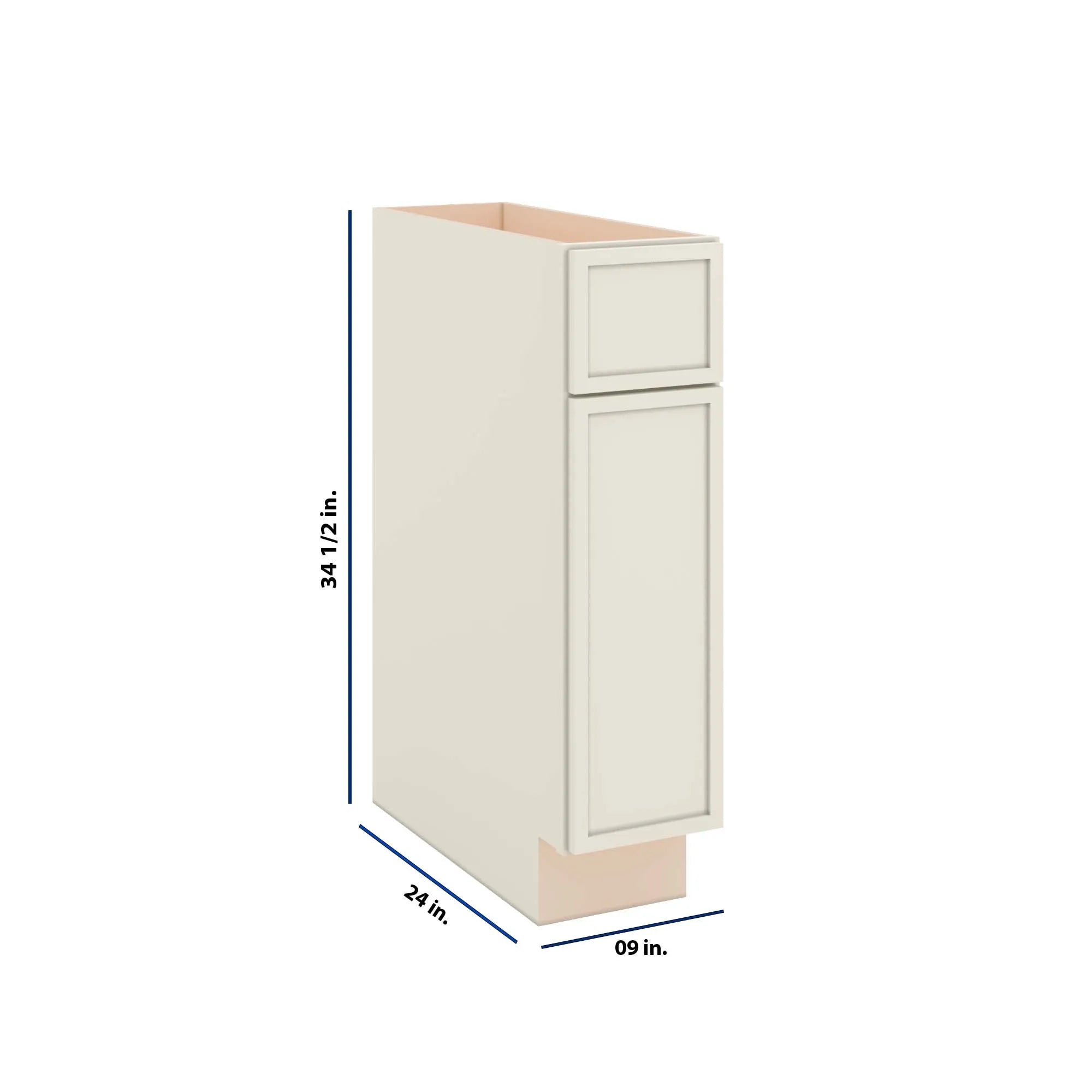Modernform Cabinet Slim Dove White 09" W X 34 1/2" H X 24" D Single Door Base Cabinet