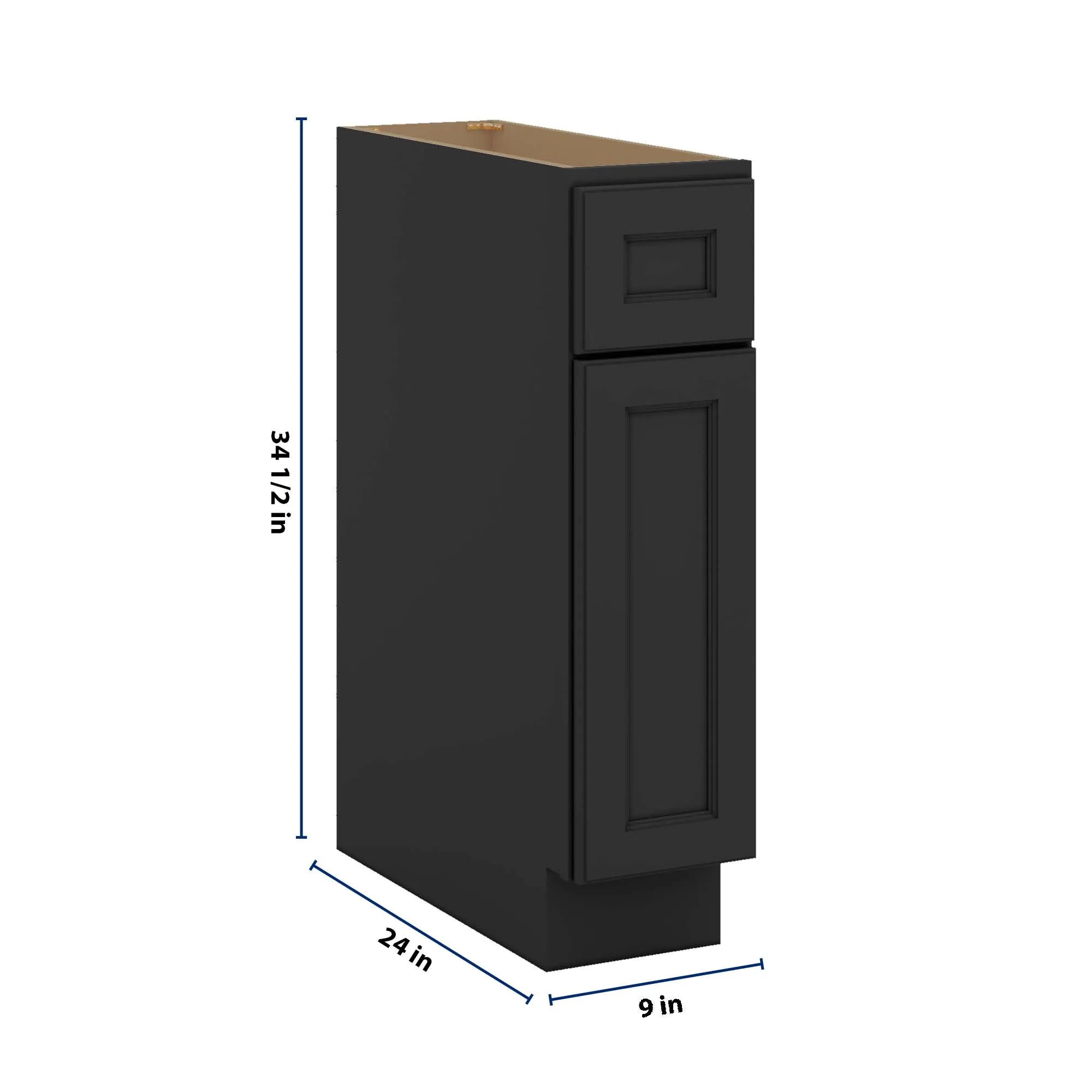 J&K Charcoal E2 Single Door Standard Base Cabinet - 9" W