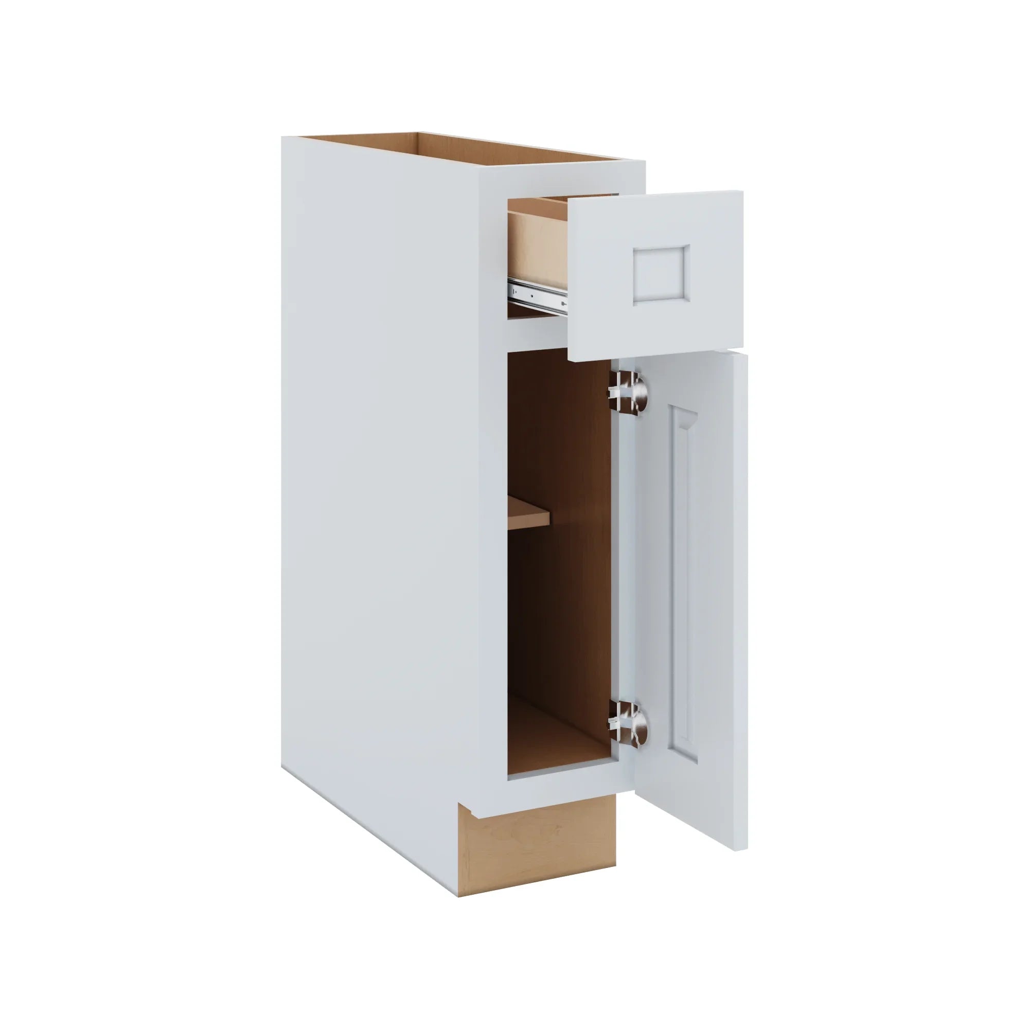 J&K White Shaker S8 Single Door Standard Base Cabinet 9" W