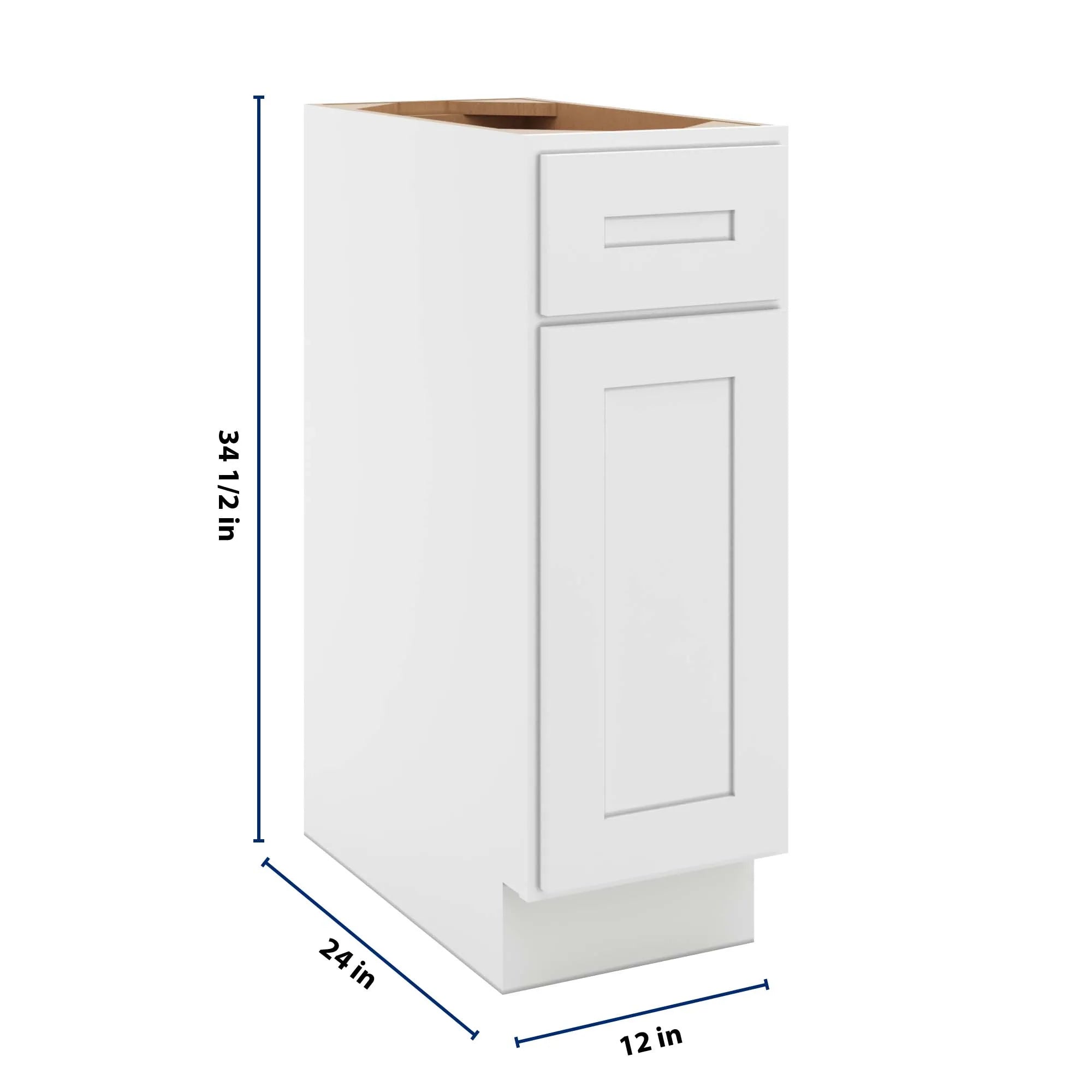 cnc luxor 5 piece white 12 w single door base cabinet w 1 pullout shelf