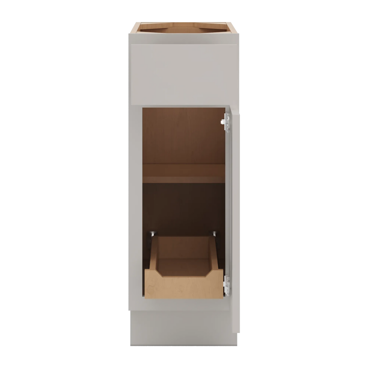 cnc luxor misty grey 12 w single door base cabinet w 1 pullout shelf