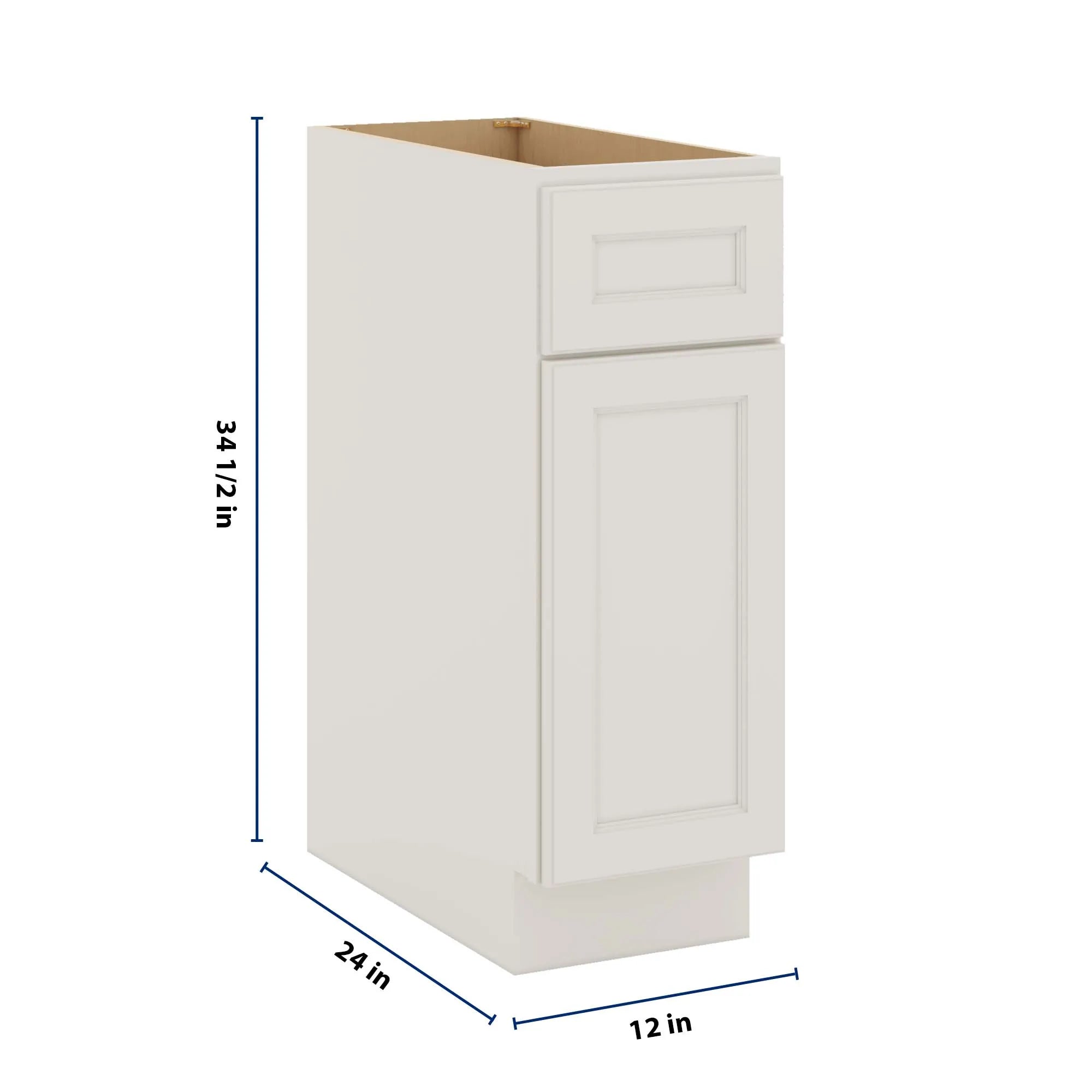 J&K Dove E1 Single Door Standard Base Cabinet - 12" W