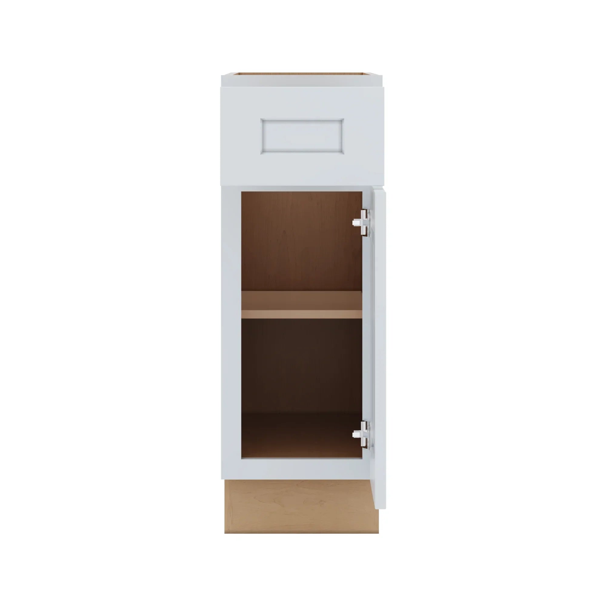 J&K White Shaker S8 Single Door Standard Base Cabinet 12" W