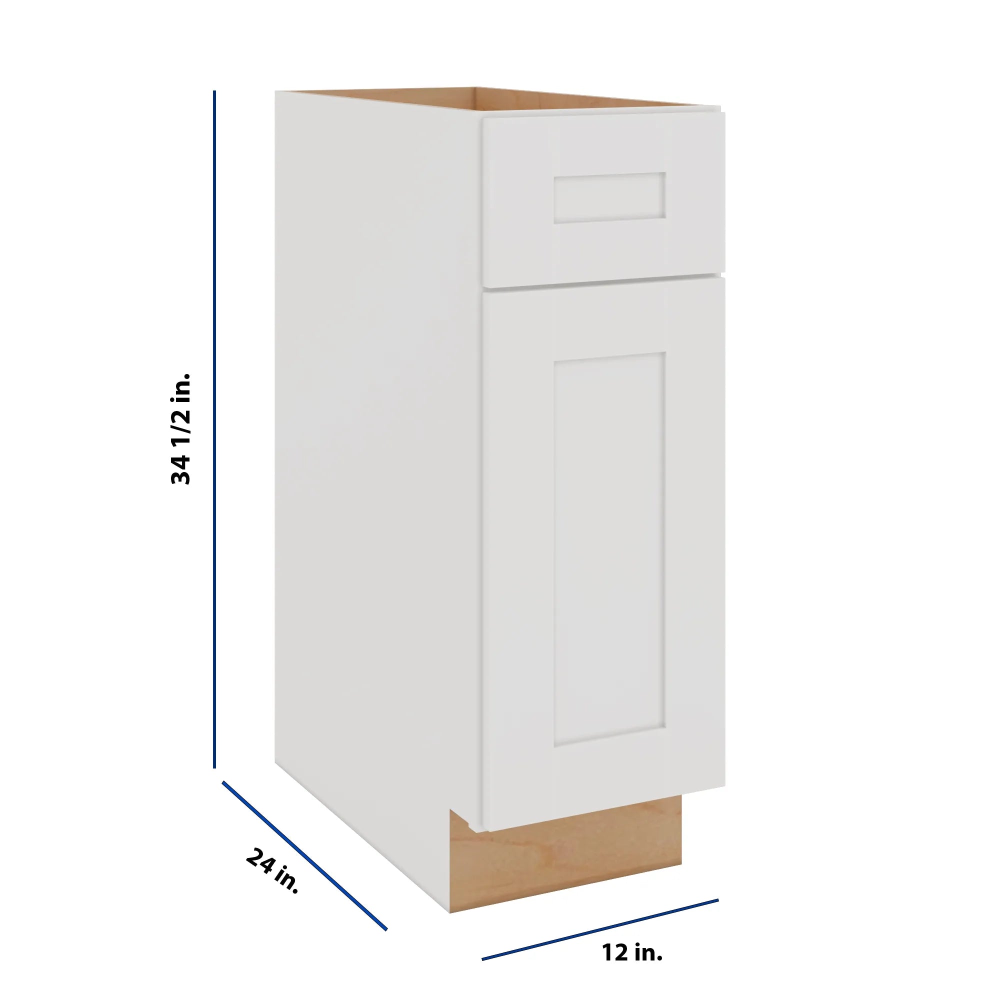 Modernform Cabinet White Shaker 12" W X 34 1/2" H X 24" D Single Door Base Cabinet