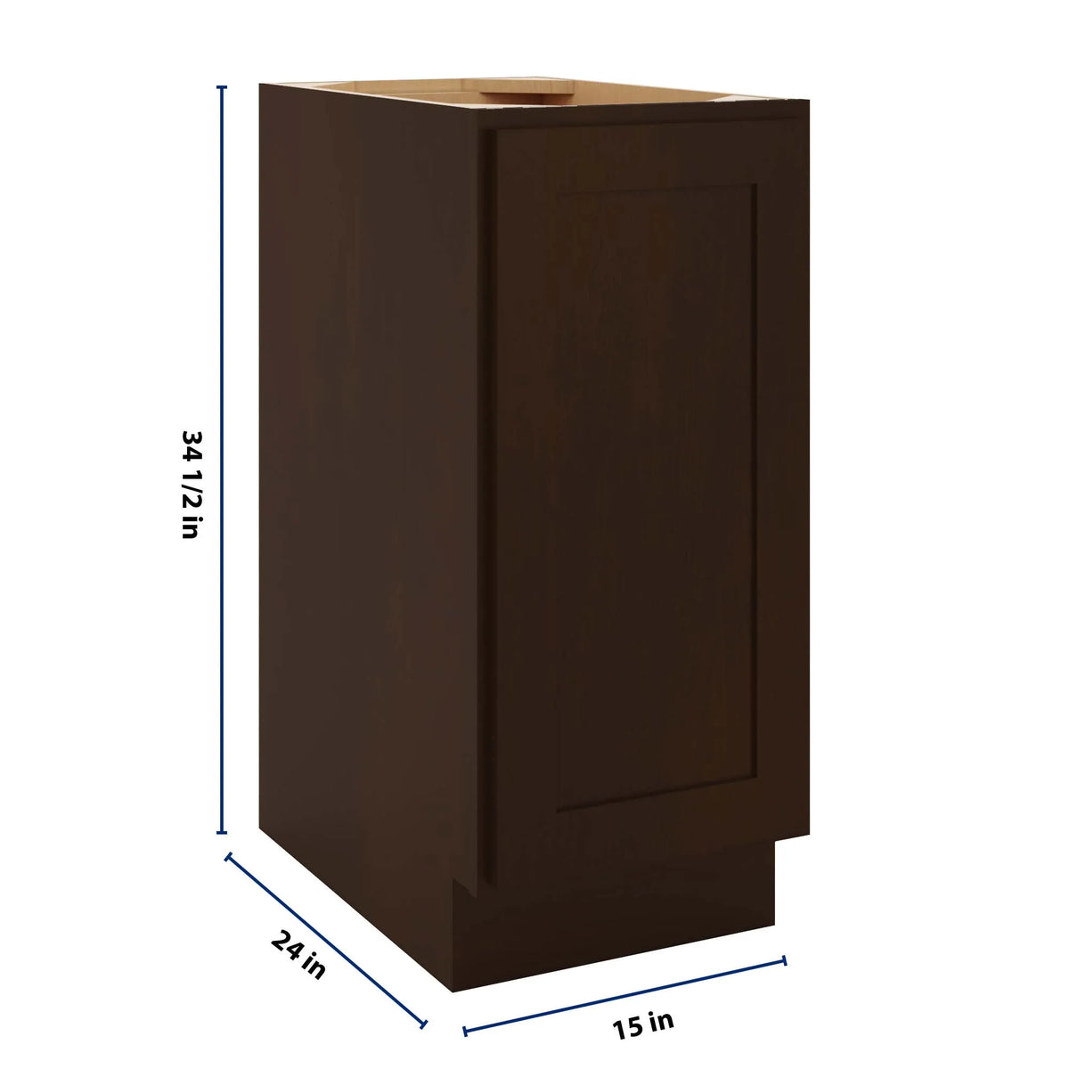 CNC Luxor 5-Piece Espresso 15" W Full Height Single Door Base Cabinet W/ 1 Pullout Shelf