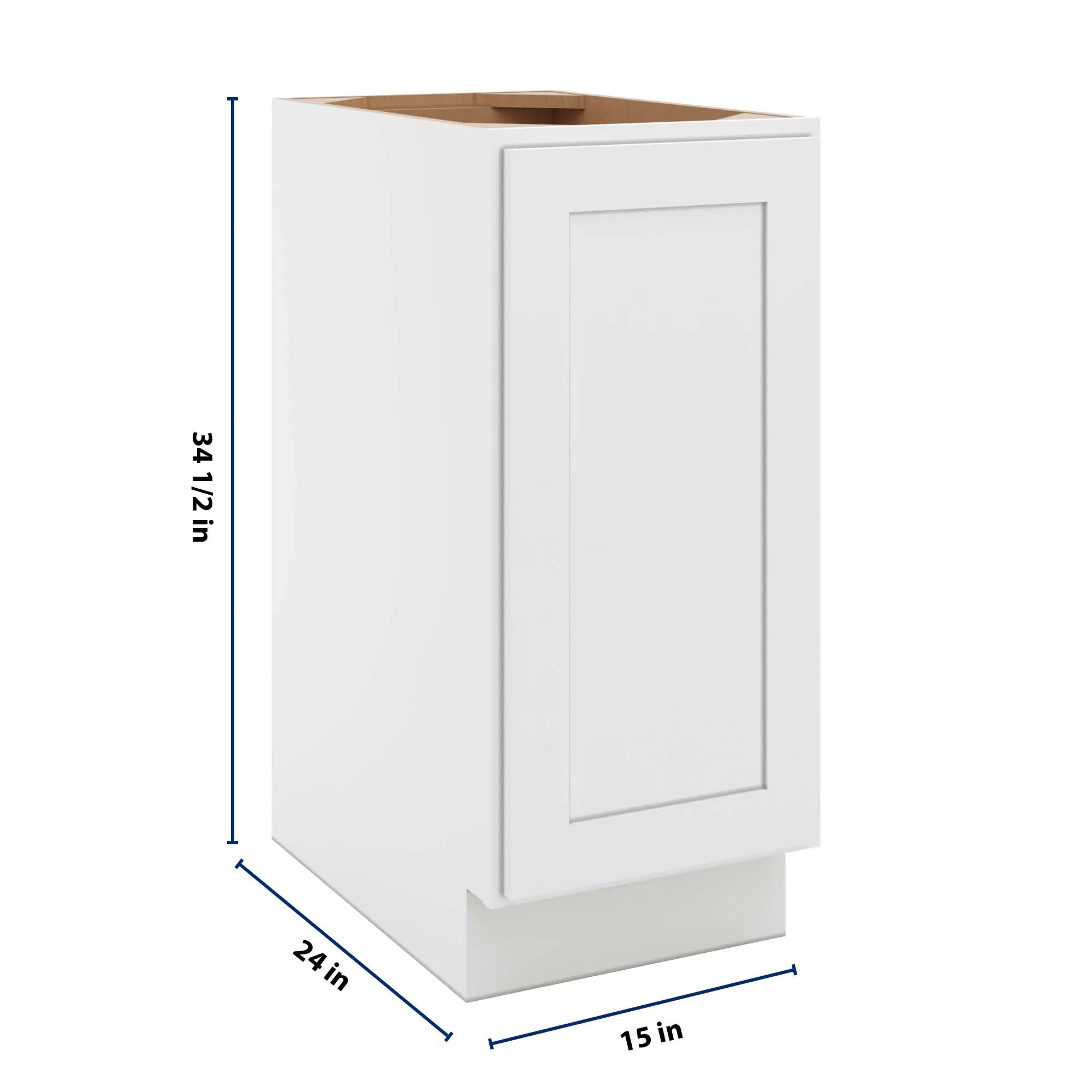 cnc luxor 5 piece white 15 w full height single door base cabinet w 1 pullout shelf