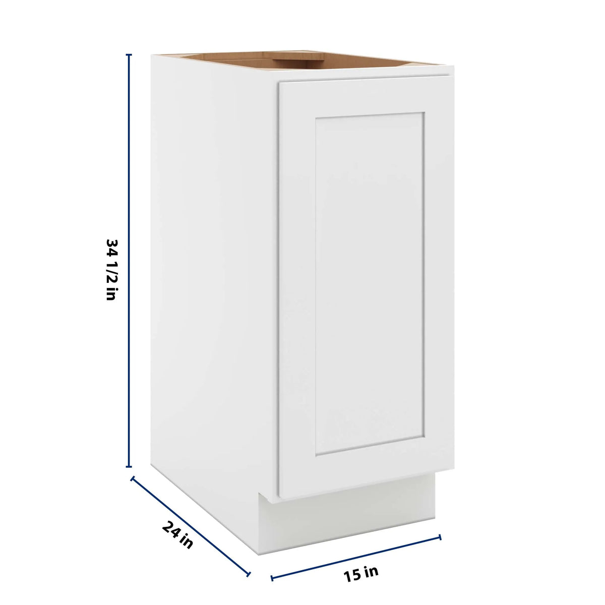 cnc luxor white 15 w full height single door base cabinet w 1 pullout shelf