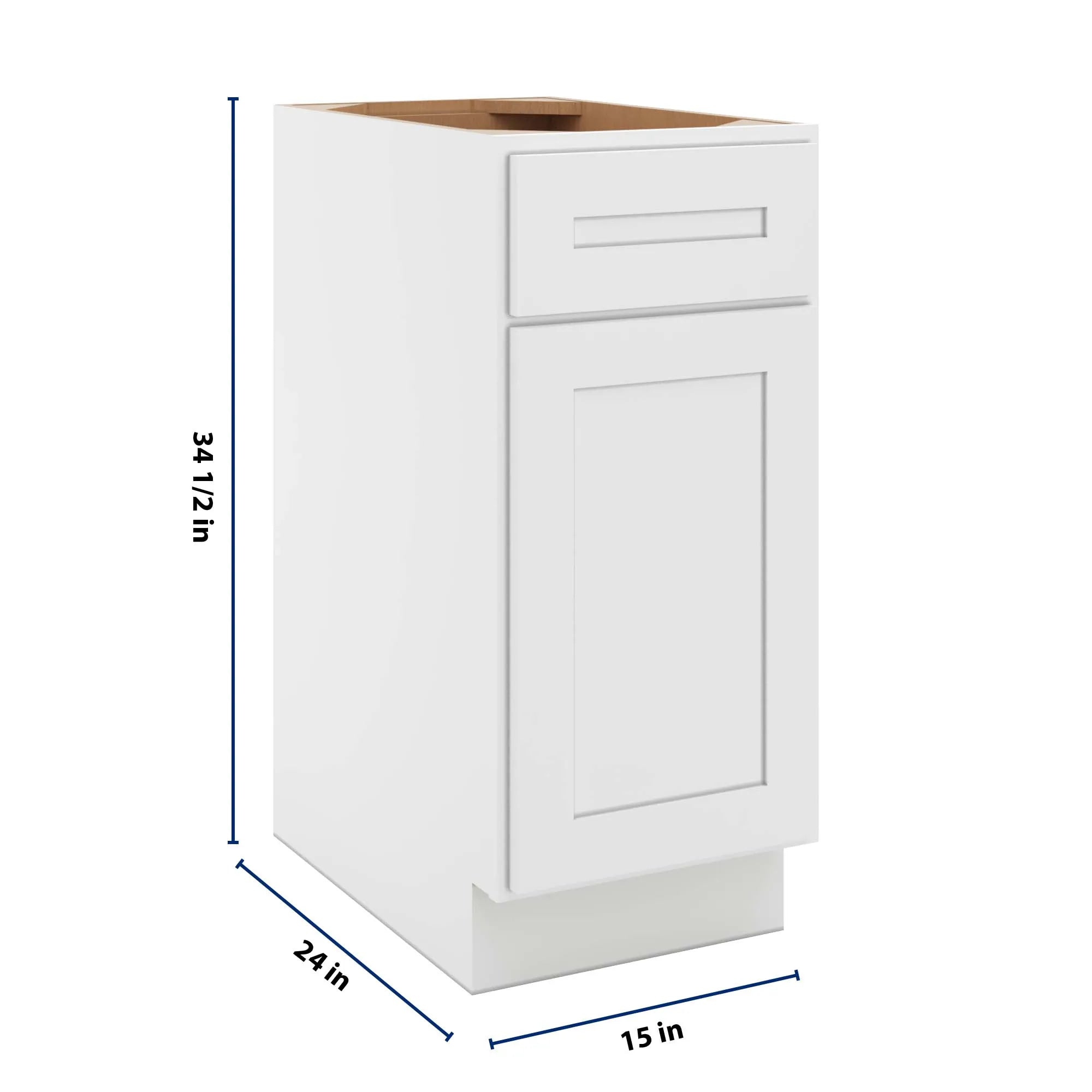 cnc luxor 5 piece white 15 w single door base cabinet w 1 pullout shelf